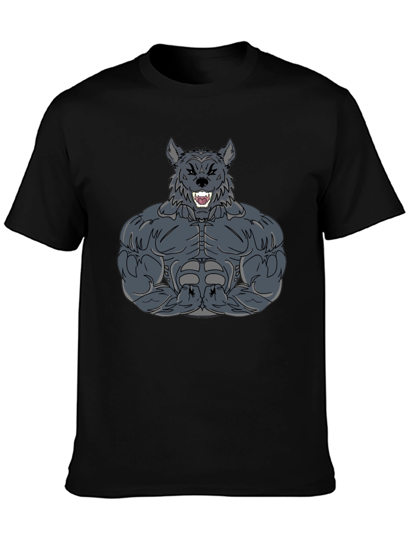 Muscled Werewolf Graphic T-Shirt - Black
