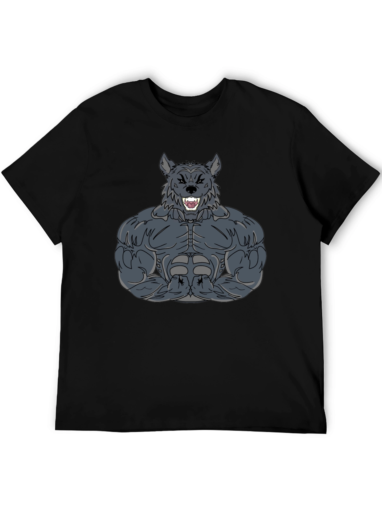 Muscled Werewolf Graphic T-Shirt - Black