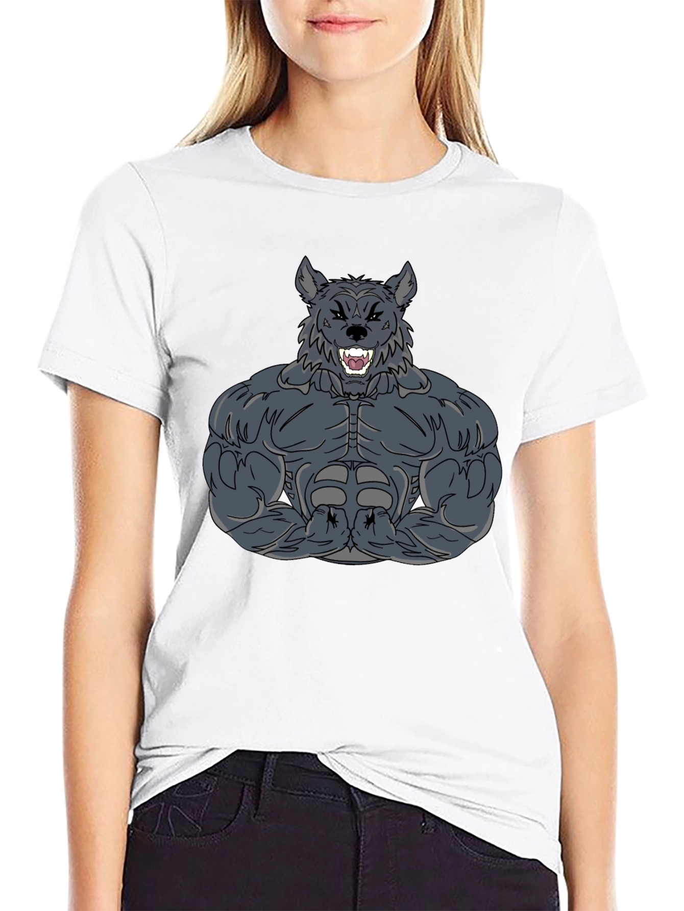 Muscled Werewolf Graphic T-Shirt - Black