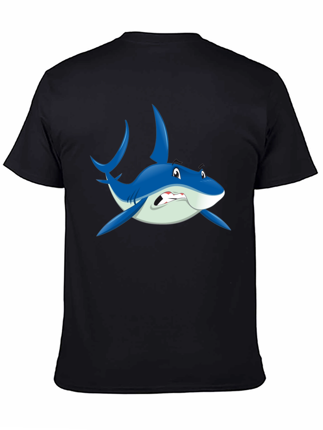 Cartoon Shark Graphic Black T-Shirt