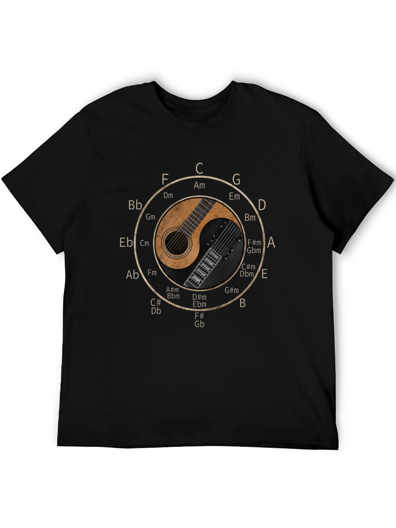Musical Harmony T-Shirt - Guitar Yin Yang Design