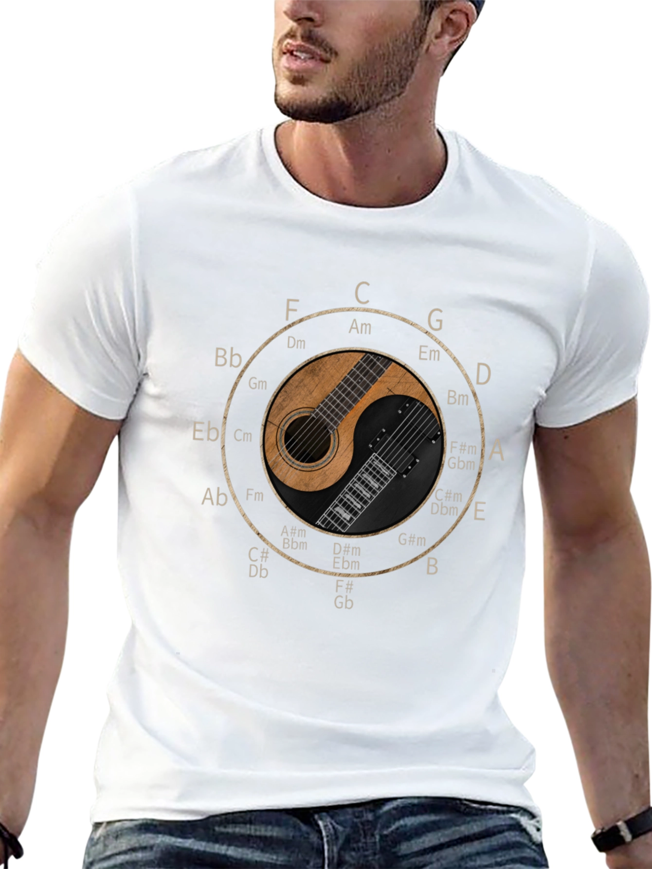 Musical Harmony T-Shirt - Guitar Yin Yang Design