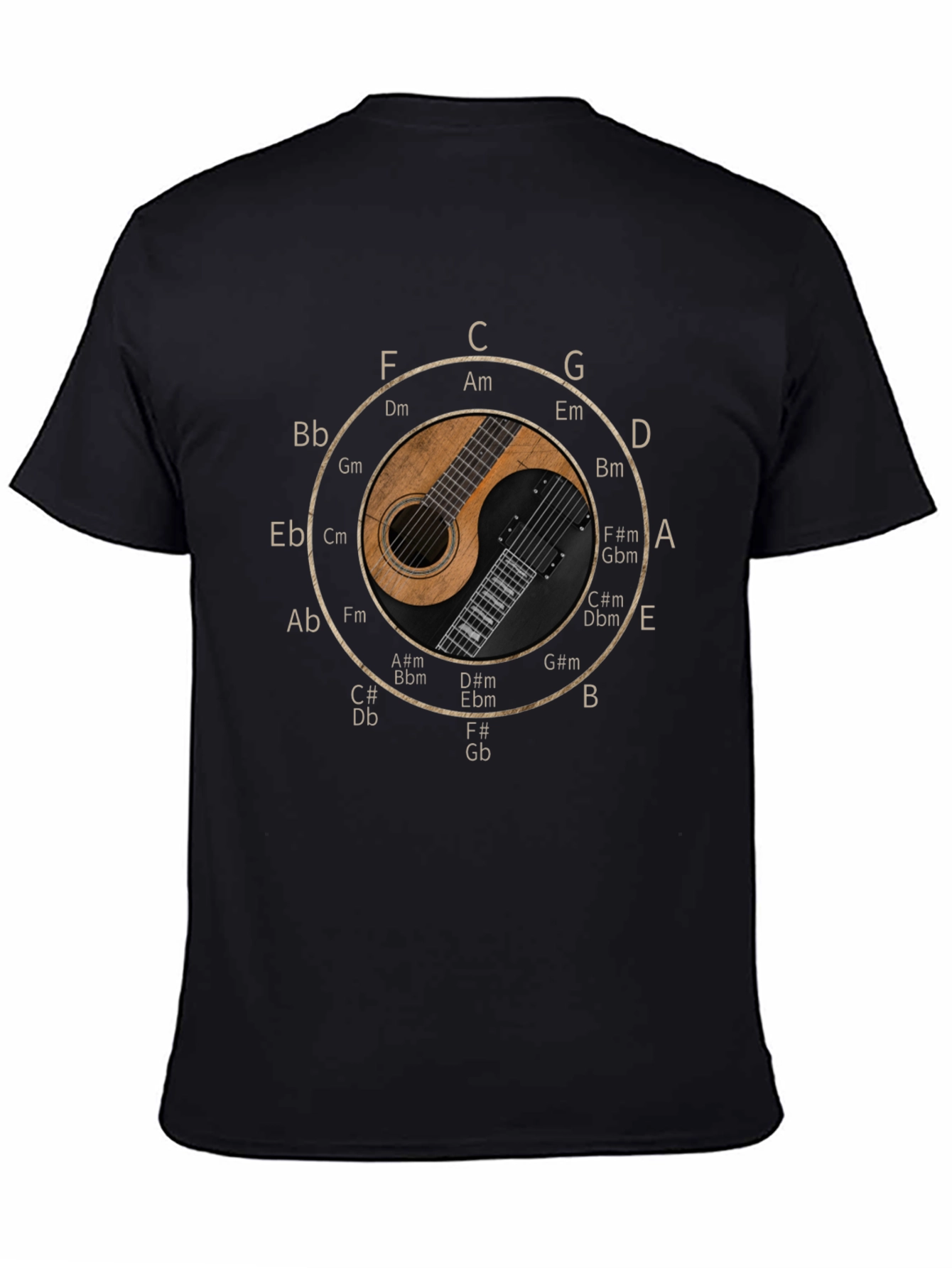 Musical Harmony T-Shirt - Guitar Yin Yang Design
