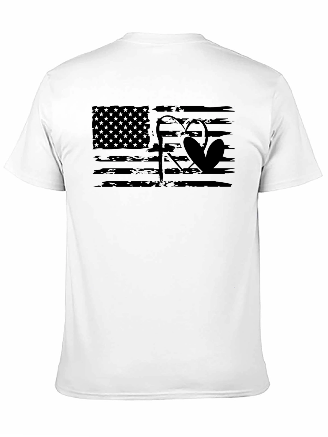Fishing American Flag Black T-Shirt