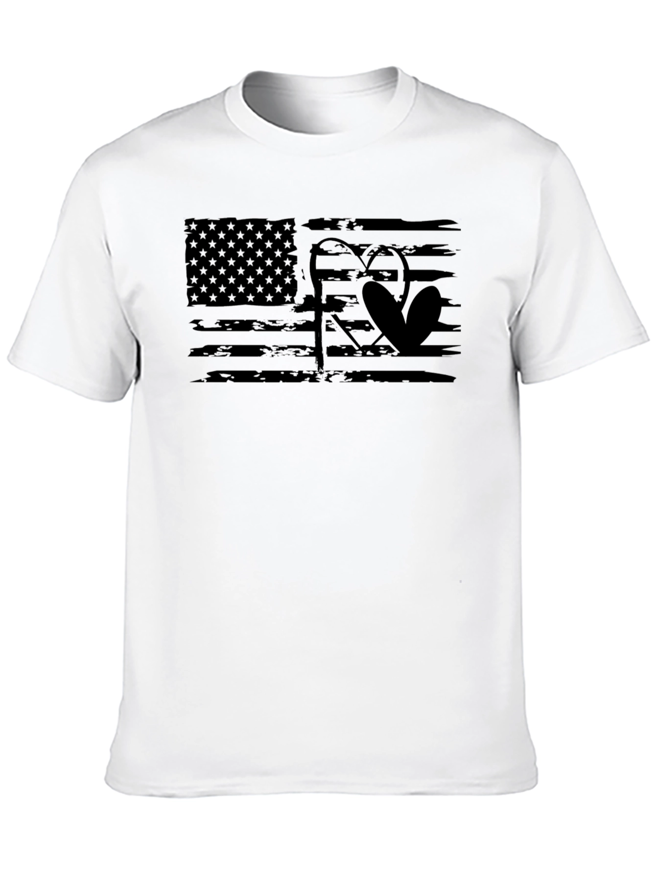 Fishing American Flag Black T-Shirt
