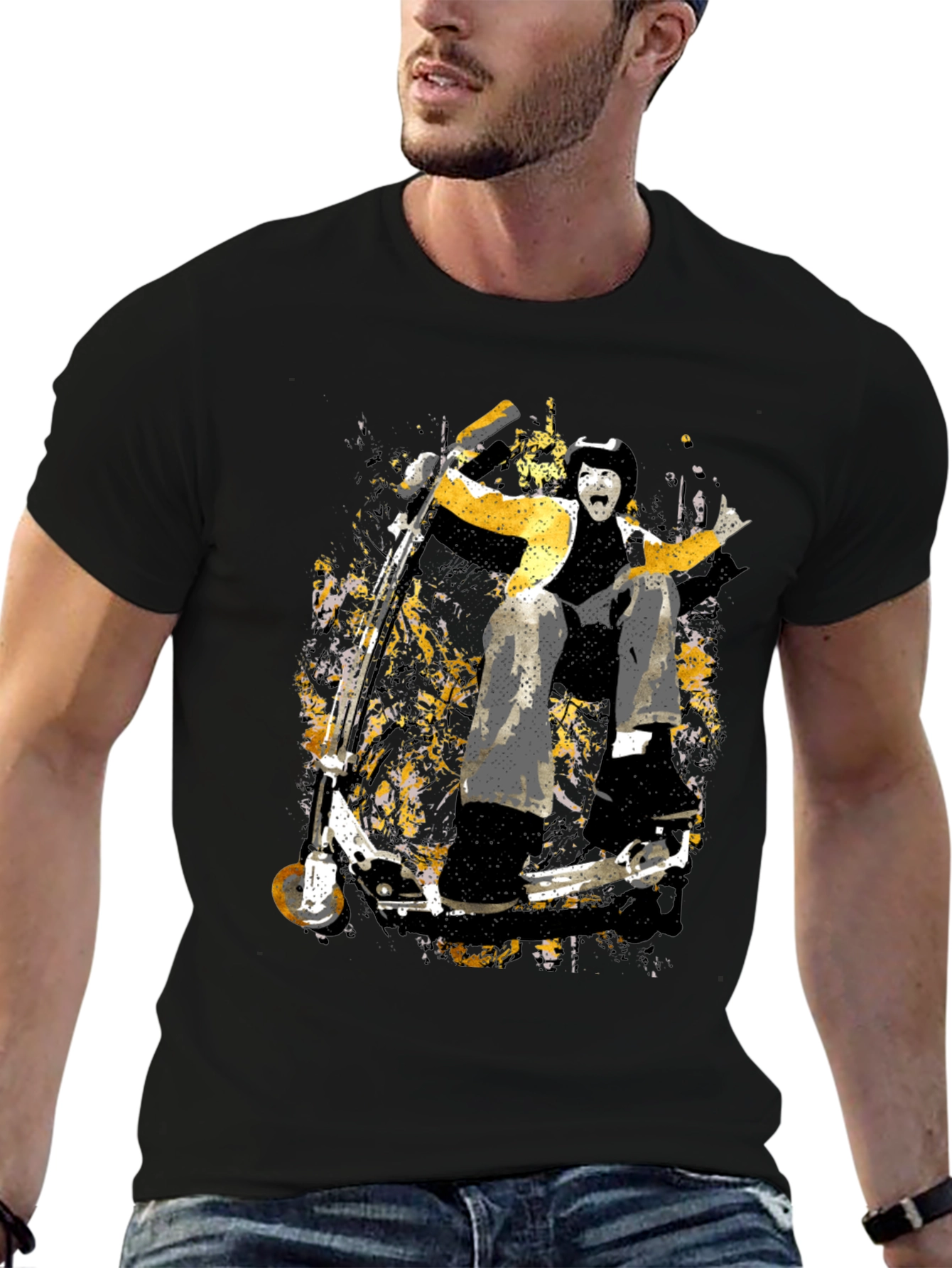 Stunt Rider Graphic Tee - Black Cotton T-Shirt