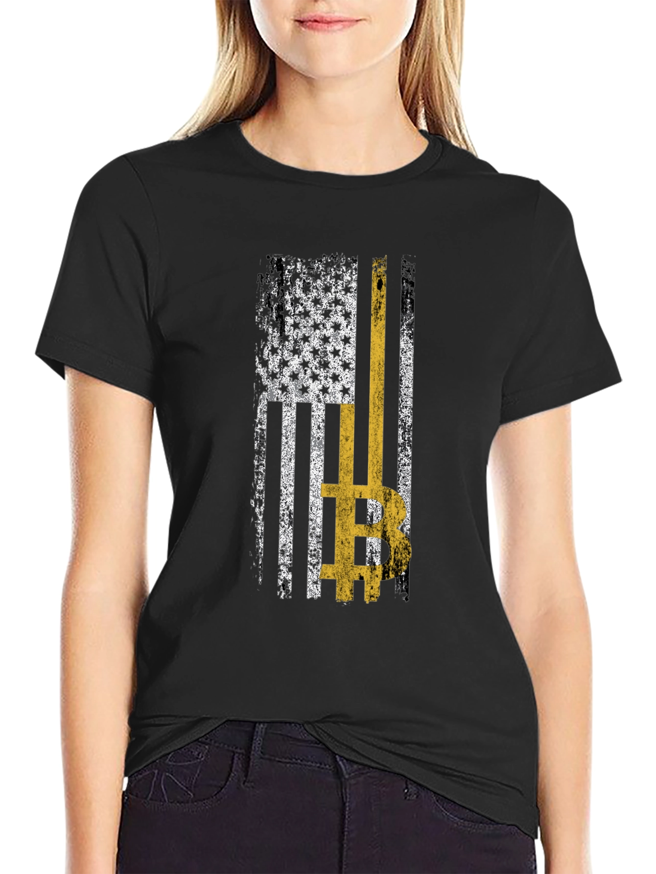 Bitcoin USA Flag Graphic Tee - Crypto T-Shirt