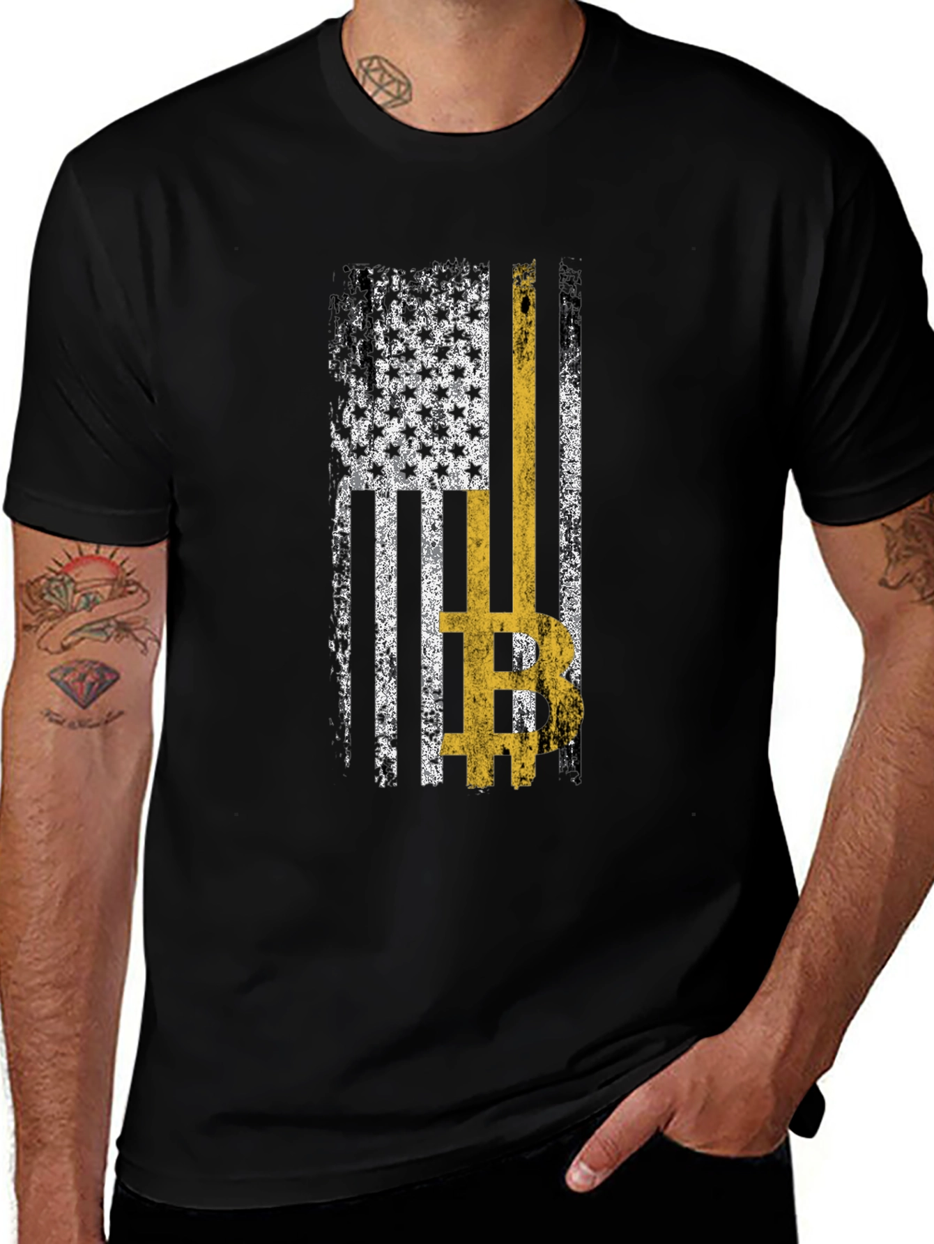 Bitcoin USA Flag Graphic Tee - Crypto T-Shirt