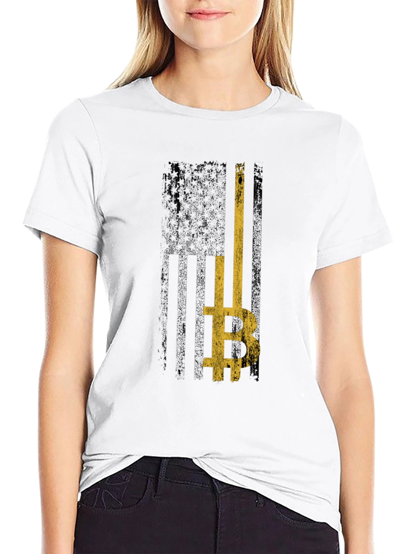 Bitcoin USA Flag Graphic Tee - Crypto T-Shirt
