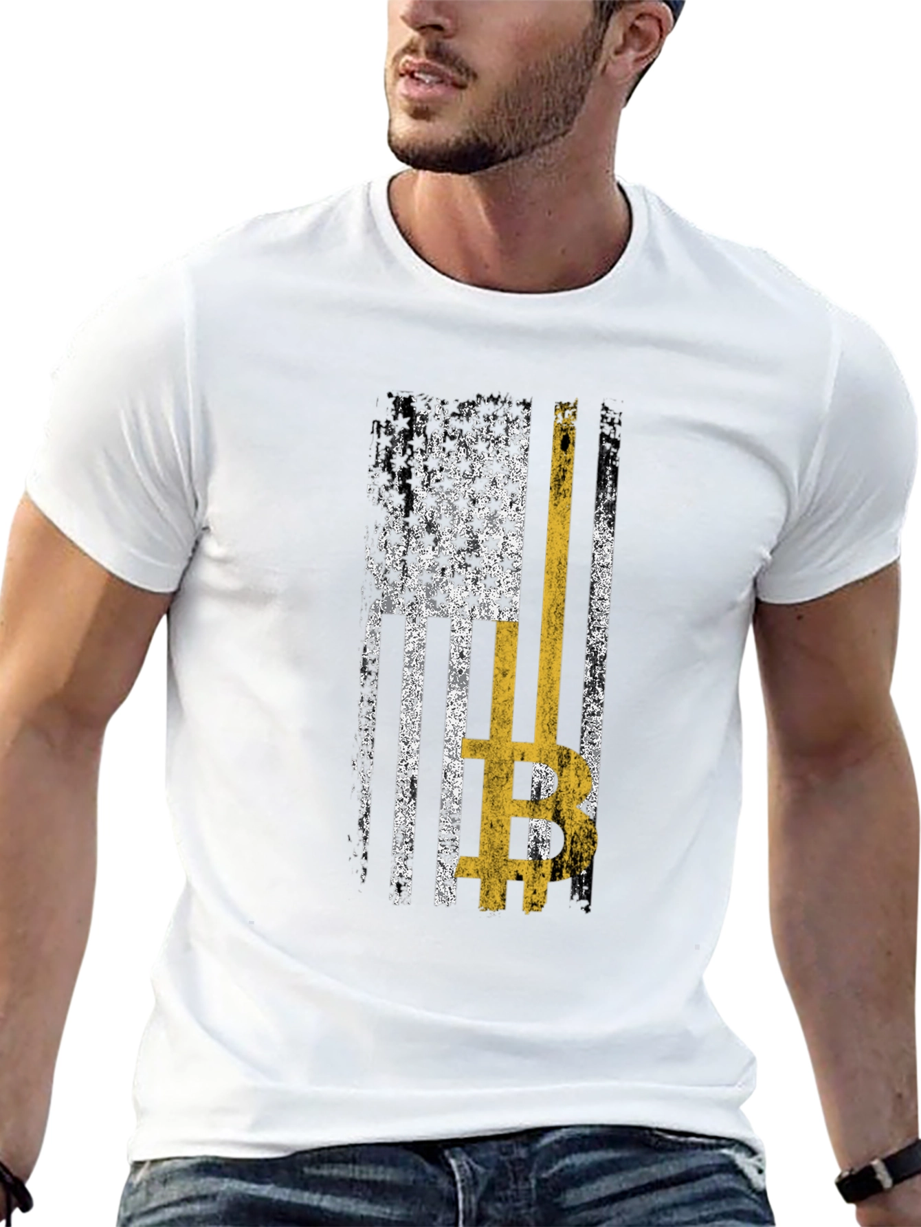 Bitcoin USA Flag Graphic Tee - Crypto T-Shirt