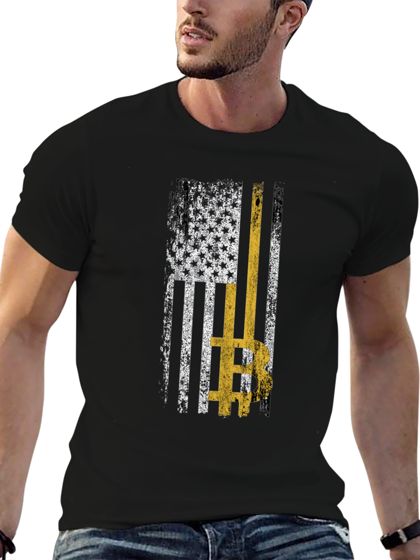 Bitcoin USA Flag Graphic Tee - Crypto T-Shirt