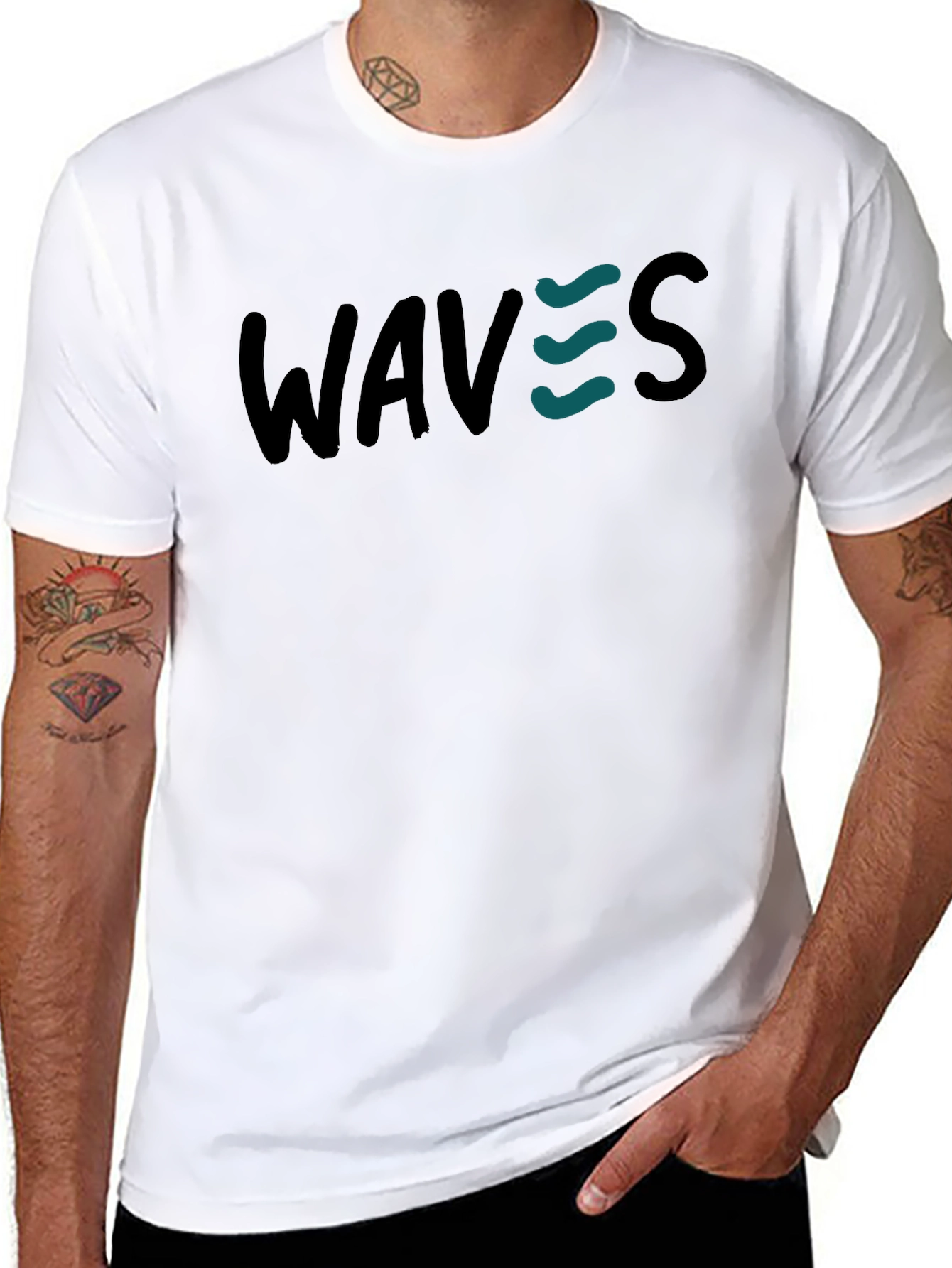WAVES Graphic Print T-Shirt - Casual Style