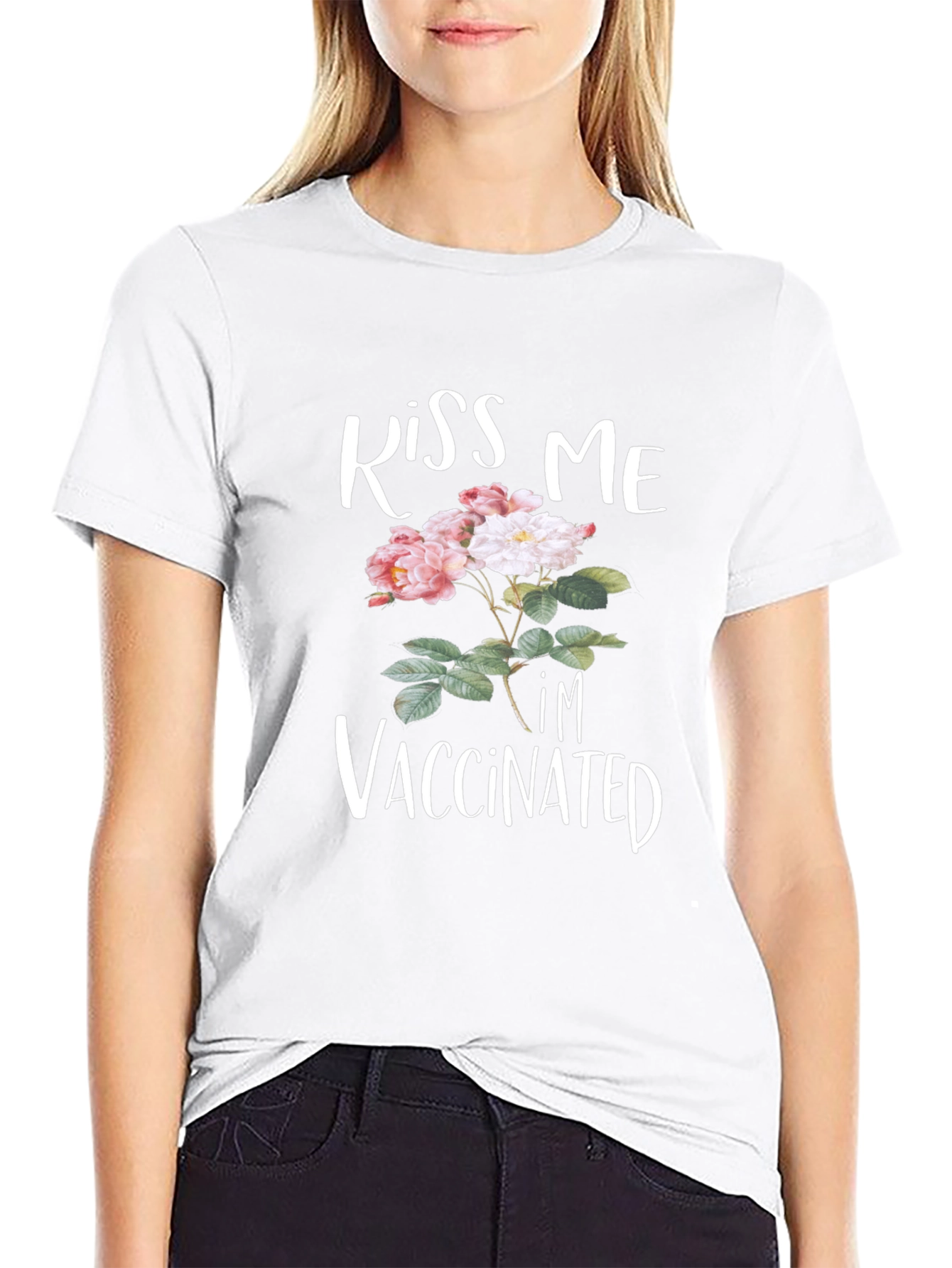 Kiss Me Im Vaccinated Floral T-Shirt