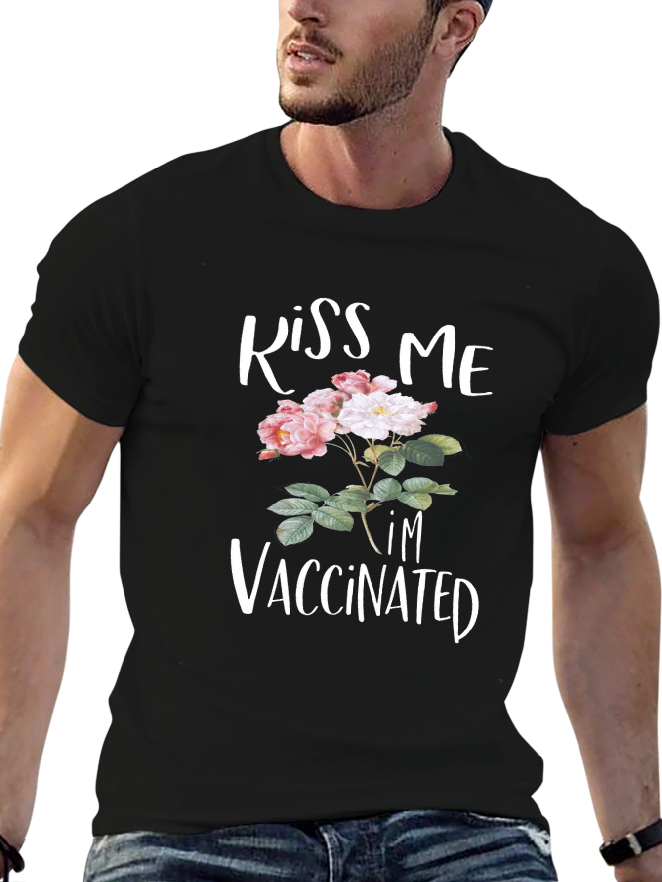 Kiss Me Im Vaccinated Floral T-Shirt