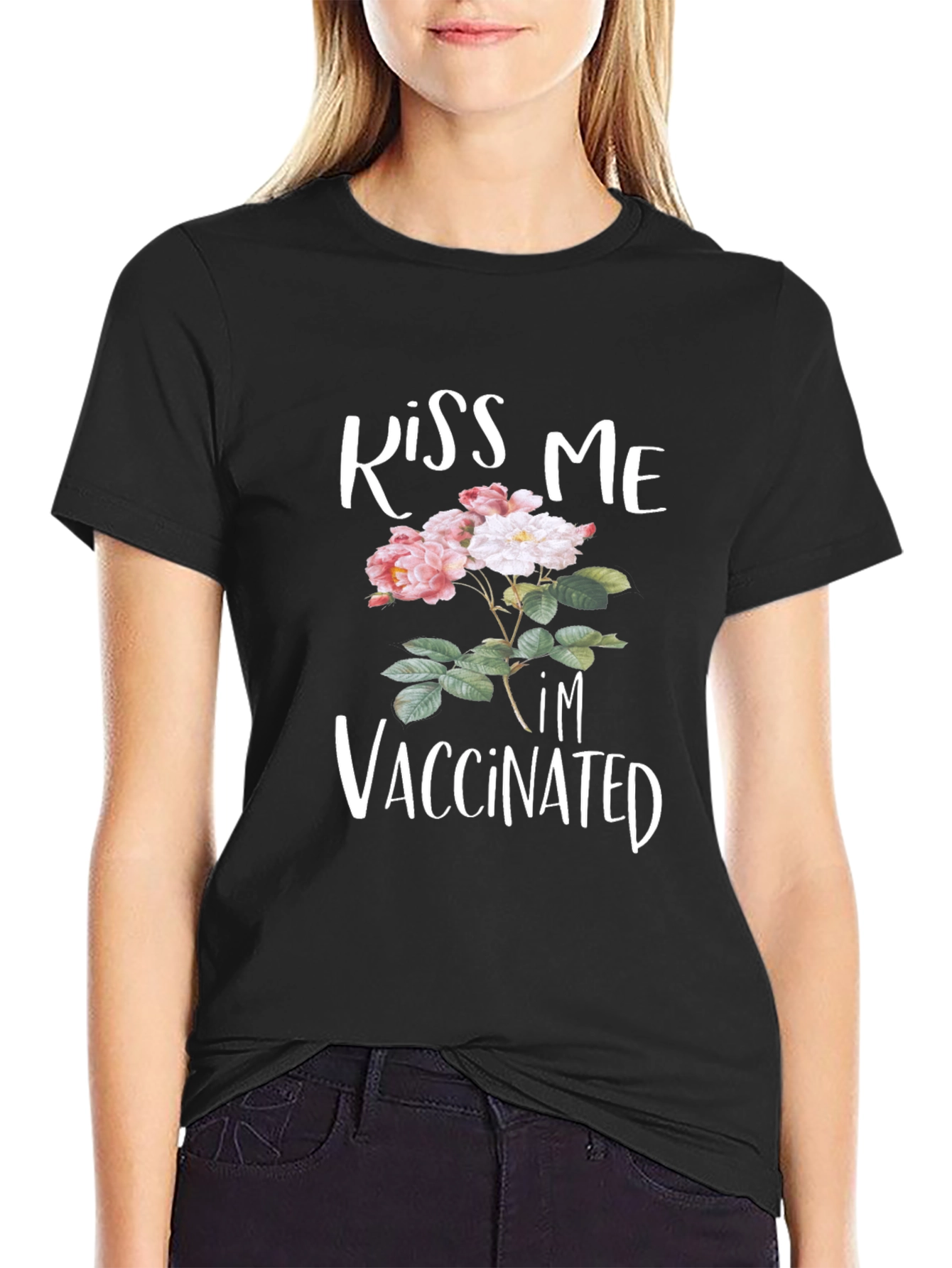 Kiss Me Im Vaccinated Floral T-Shirt