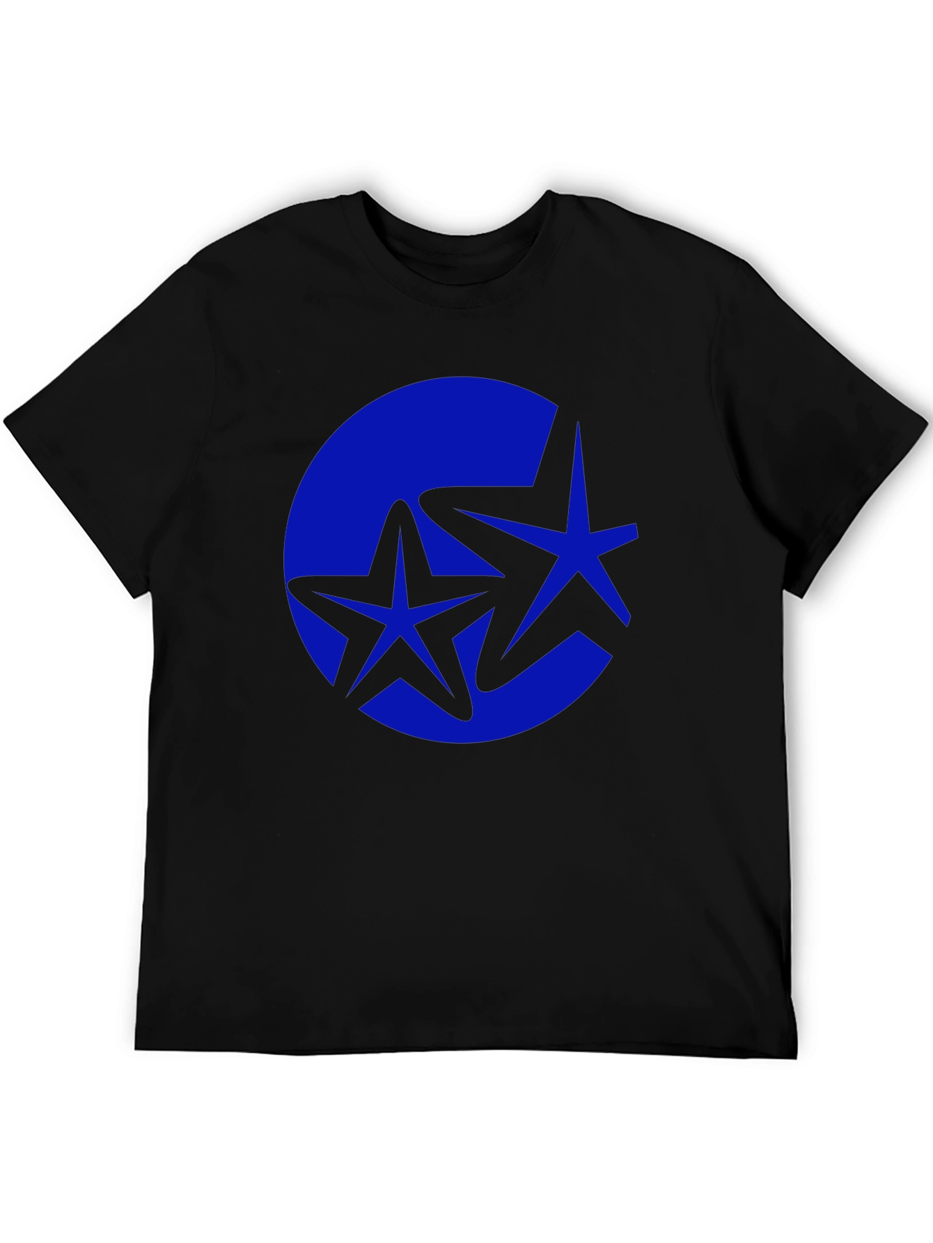 Stylish Black Tee with Blue Starburst Graphic