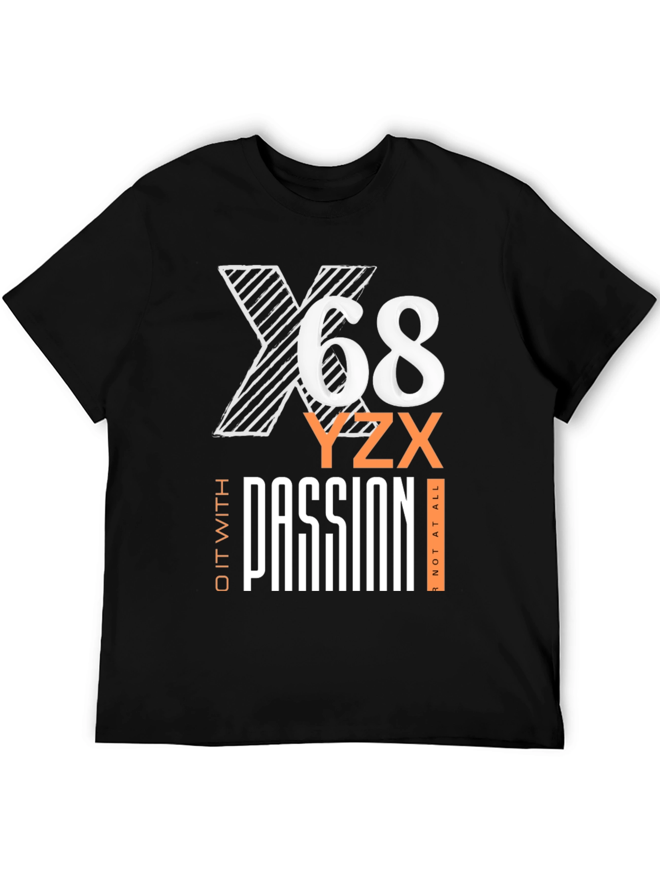 Mens Black Graphic T-Shirt - X68 Passion Tee