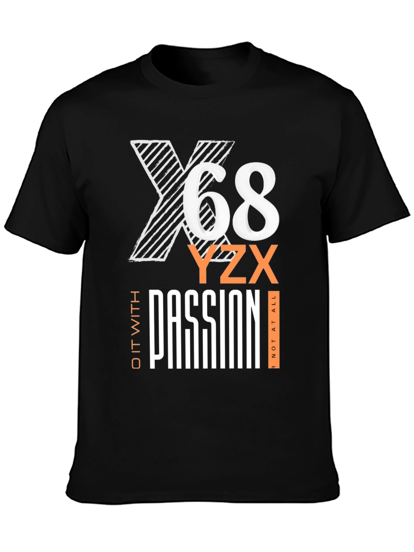 Mens Black Graphic T-Shirt - X68 Passion Tee