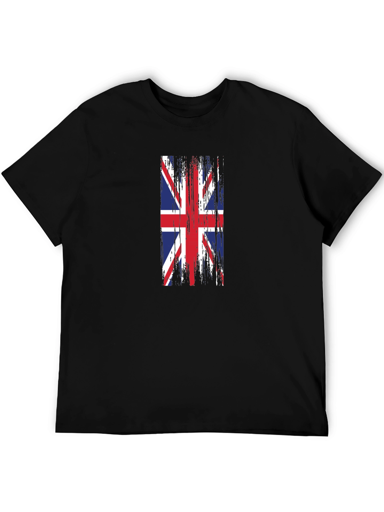 Union Jack Flag Distressed Black T-Shirt