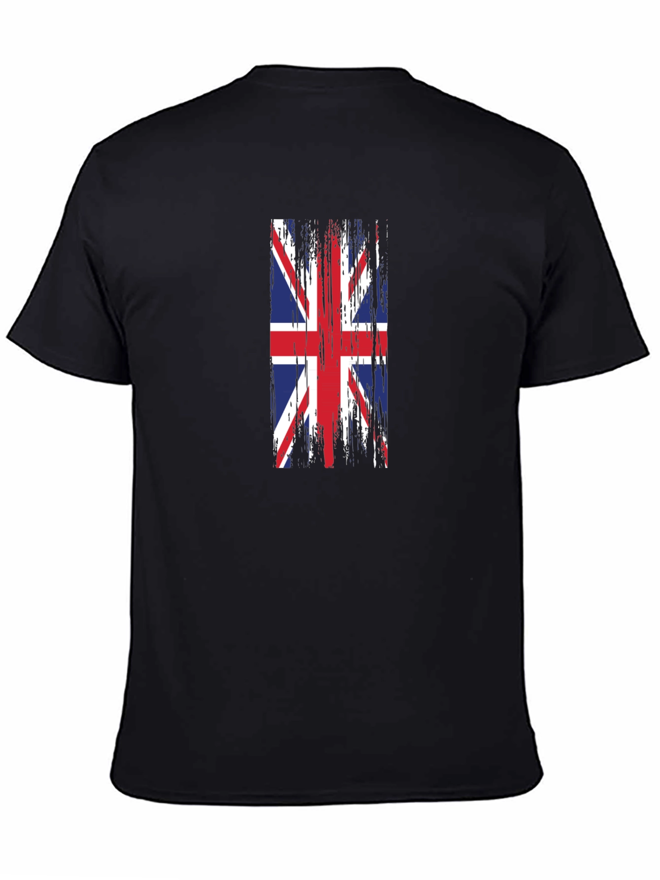 Union Jack Flag Distressed Black T-Shirt