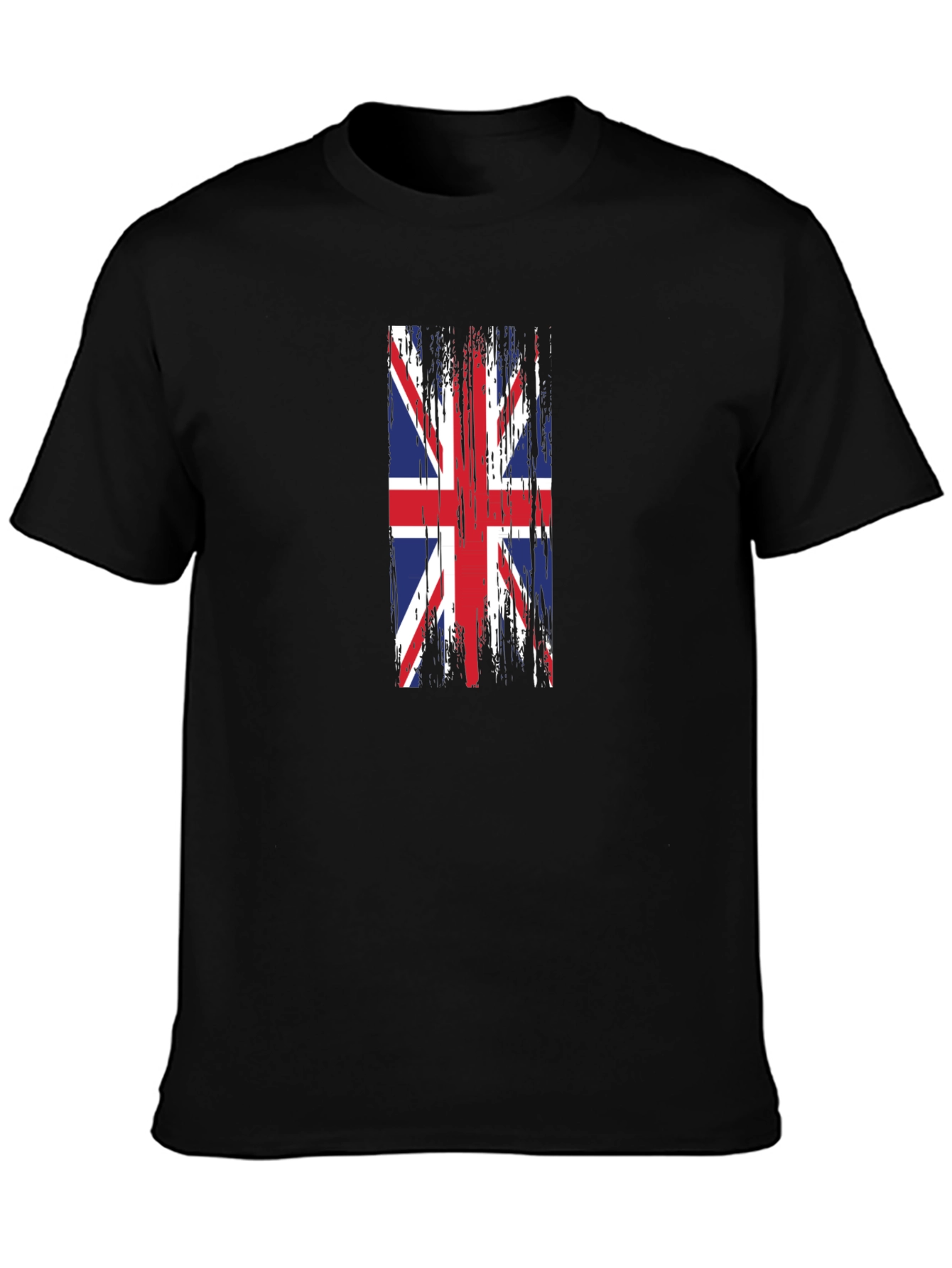Union Jack Flag Distressed Black T-Shirt