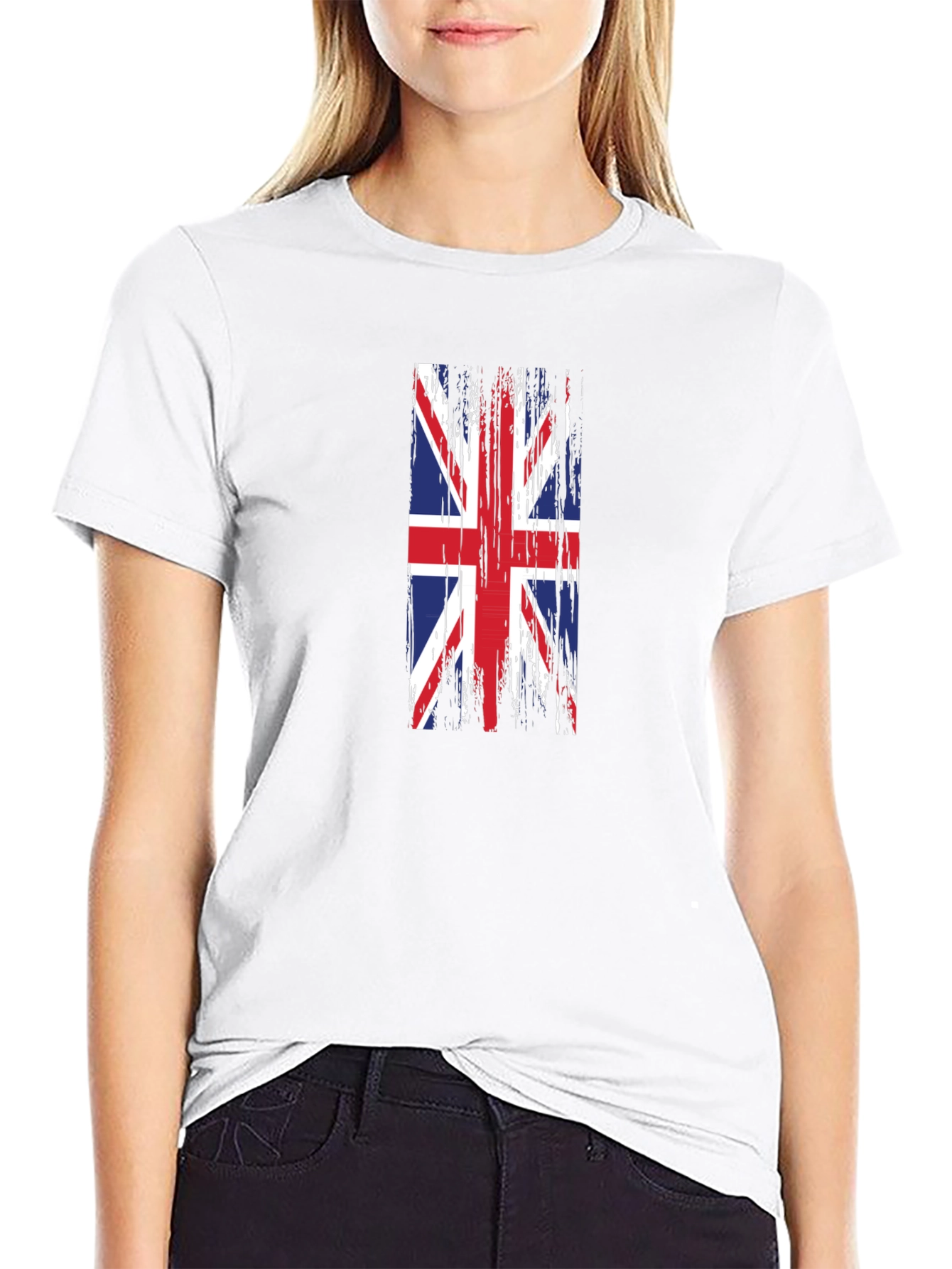 Union Jack Flag Distressed Black T-Shirt