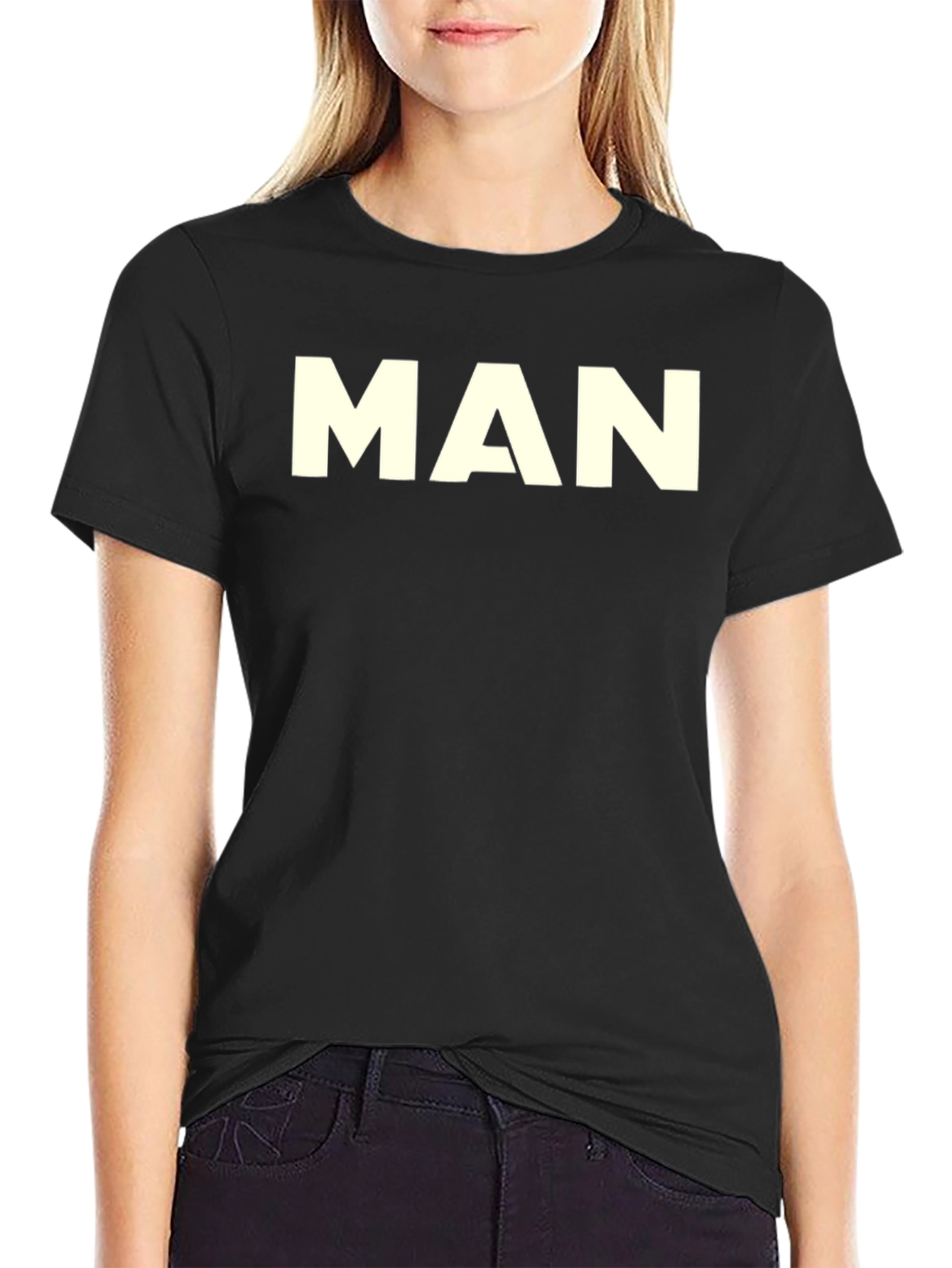 Mens Black T-Shirt - Bold MAN Graphic