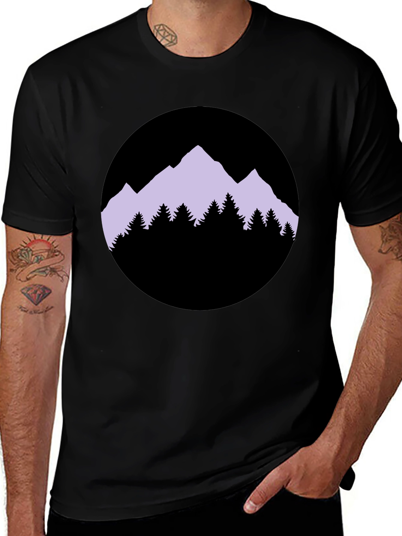 Mountain Silhouette Graphic Tee - Black