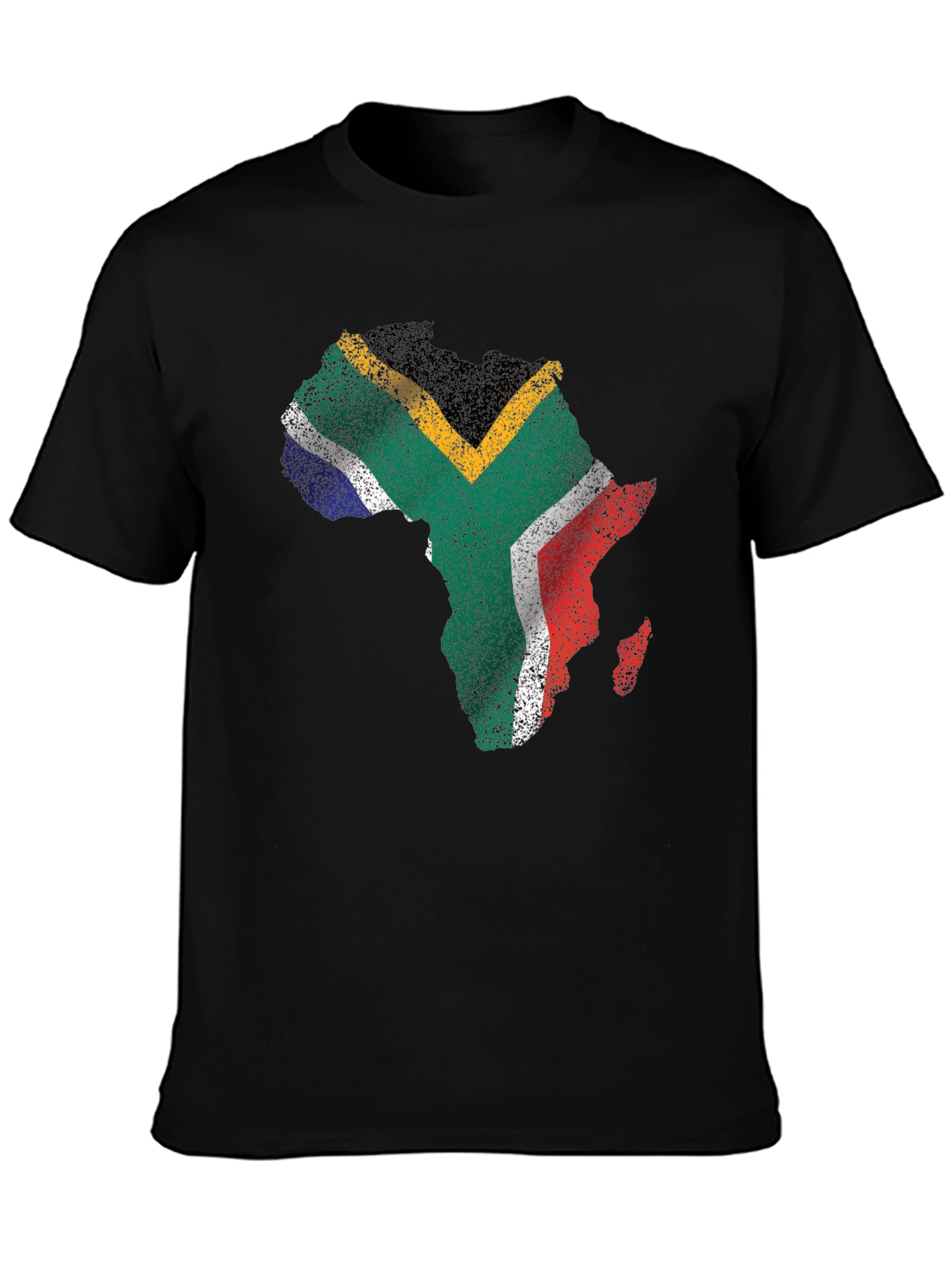 South Africa Flag Africa Map T-Shirt - Black