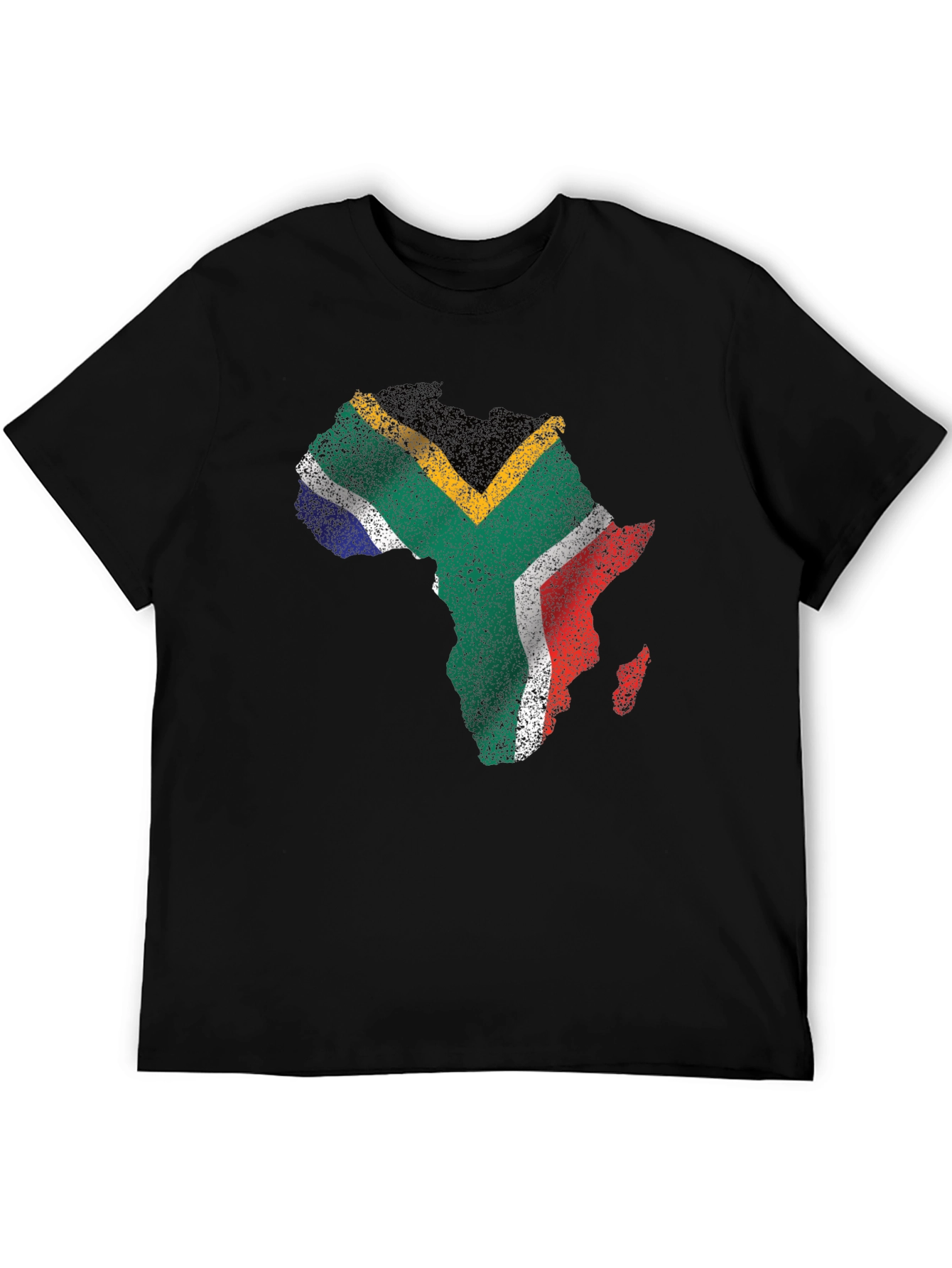 South Africa Flag Africa Map T-Shirt - Black