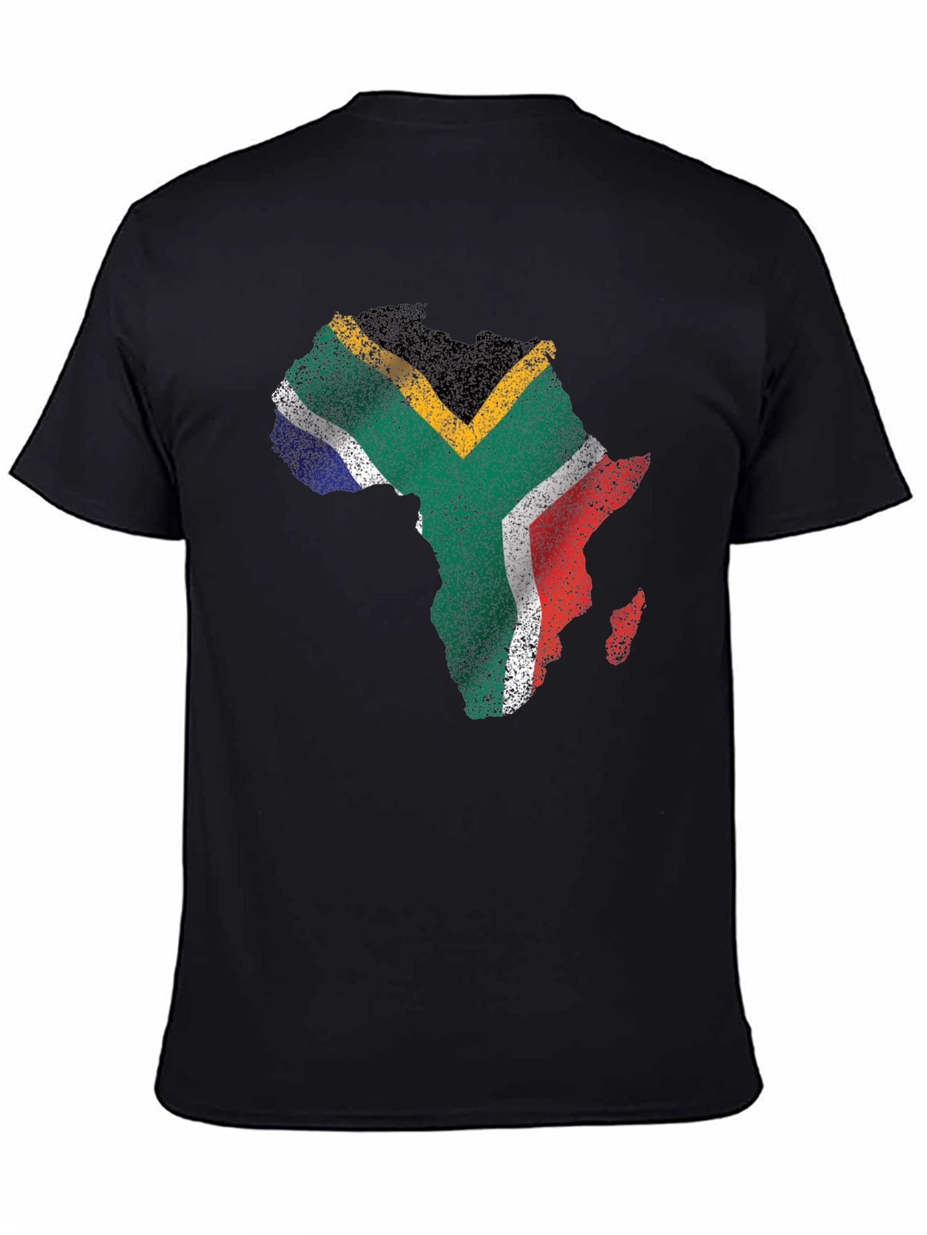 South Africa Flag Africa Map T-Shirt - Black