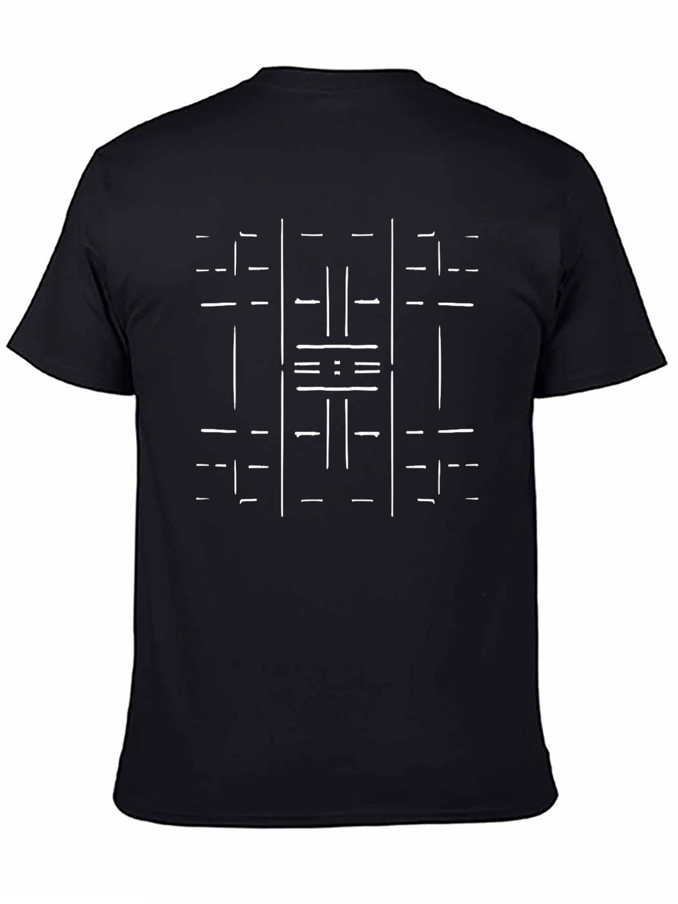 Geometric Line Art Black T-Shirt