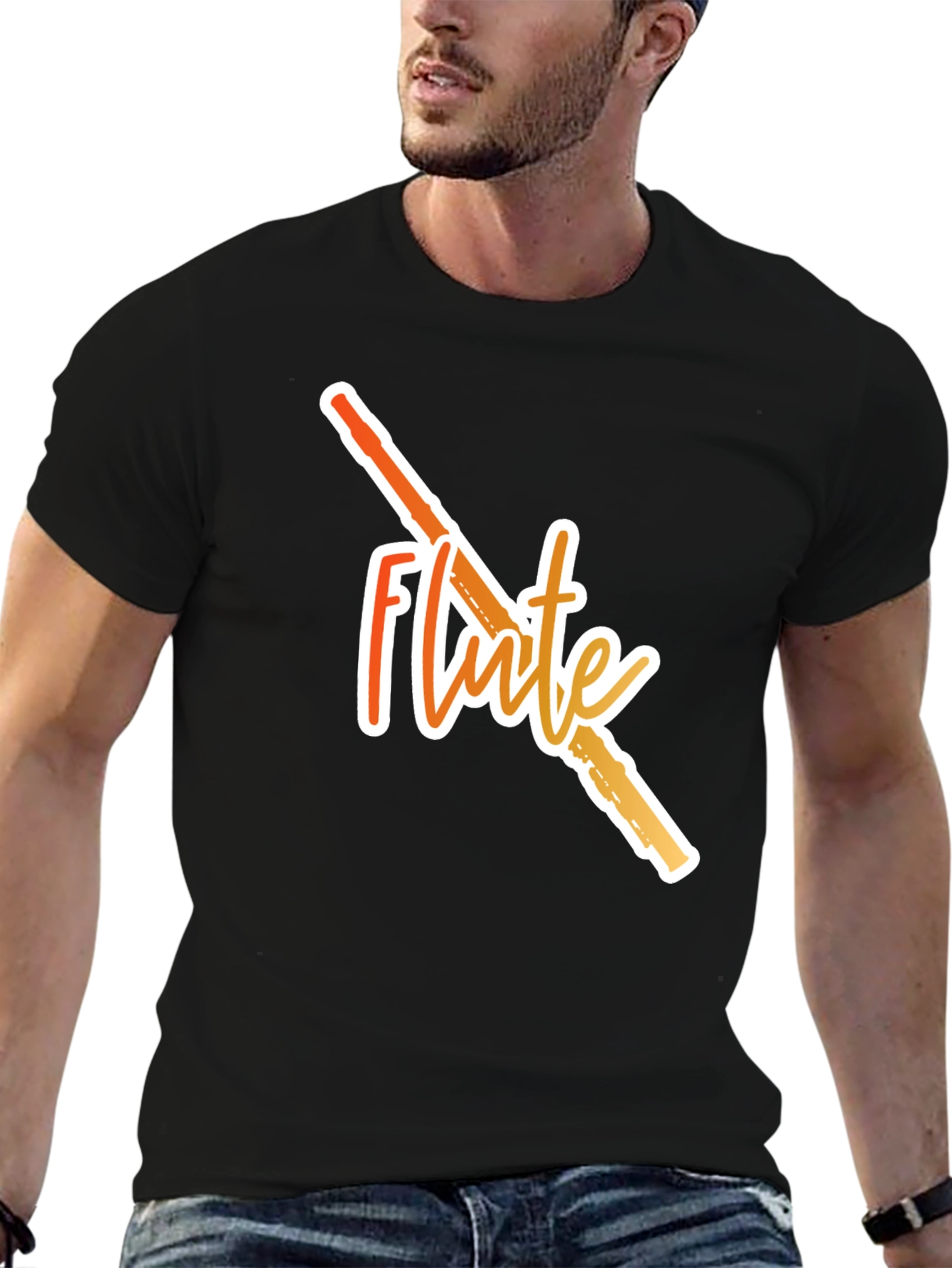 Flute Graphic Black T-Shirt