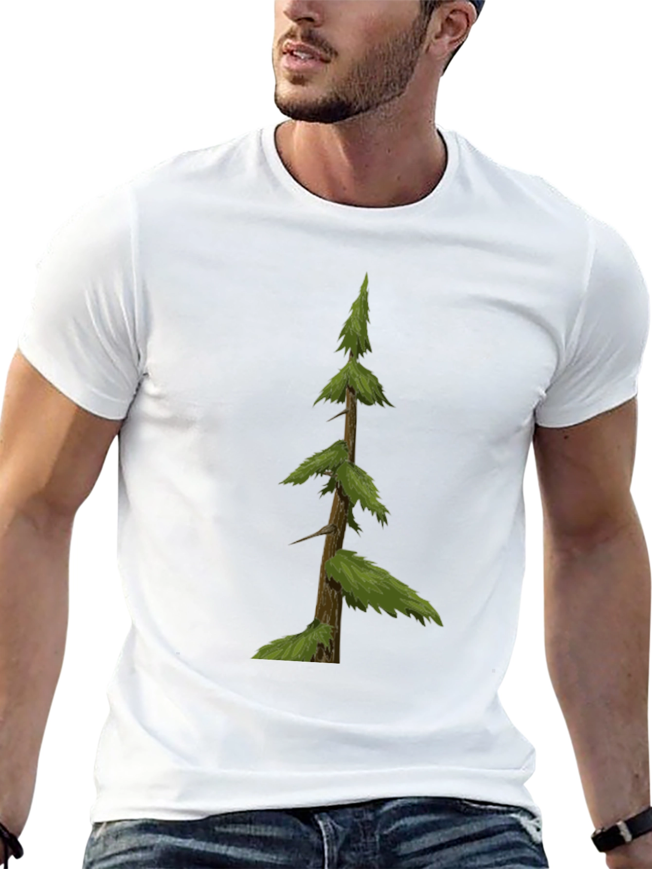 Evergreen Tree Graphic Tee - Nature Inspired Black Shirt