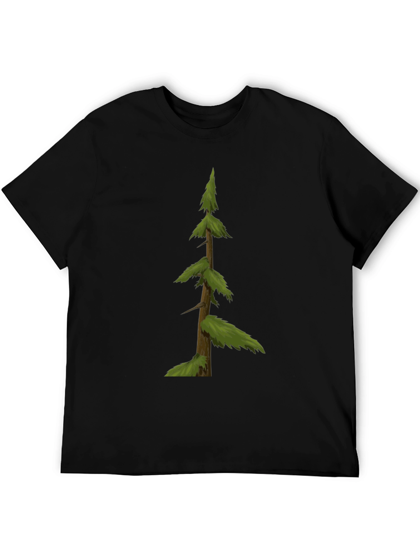 Evergreen Tree Graphic Tee - Nature Inspired Black Shirt