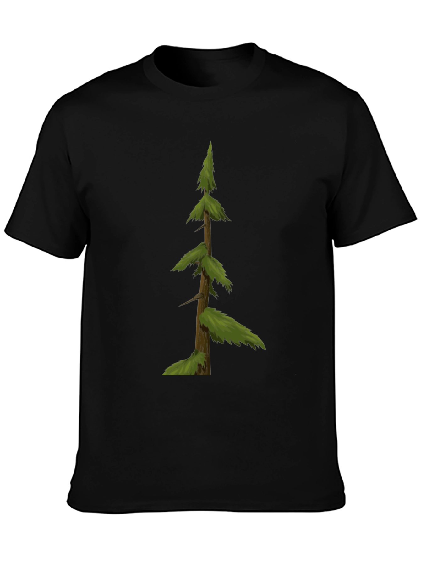 Evergreen Tree Graphic Tee - Nature Inspired Black Shirt