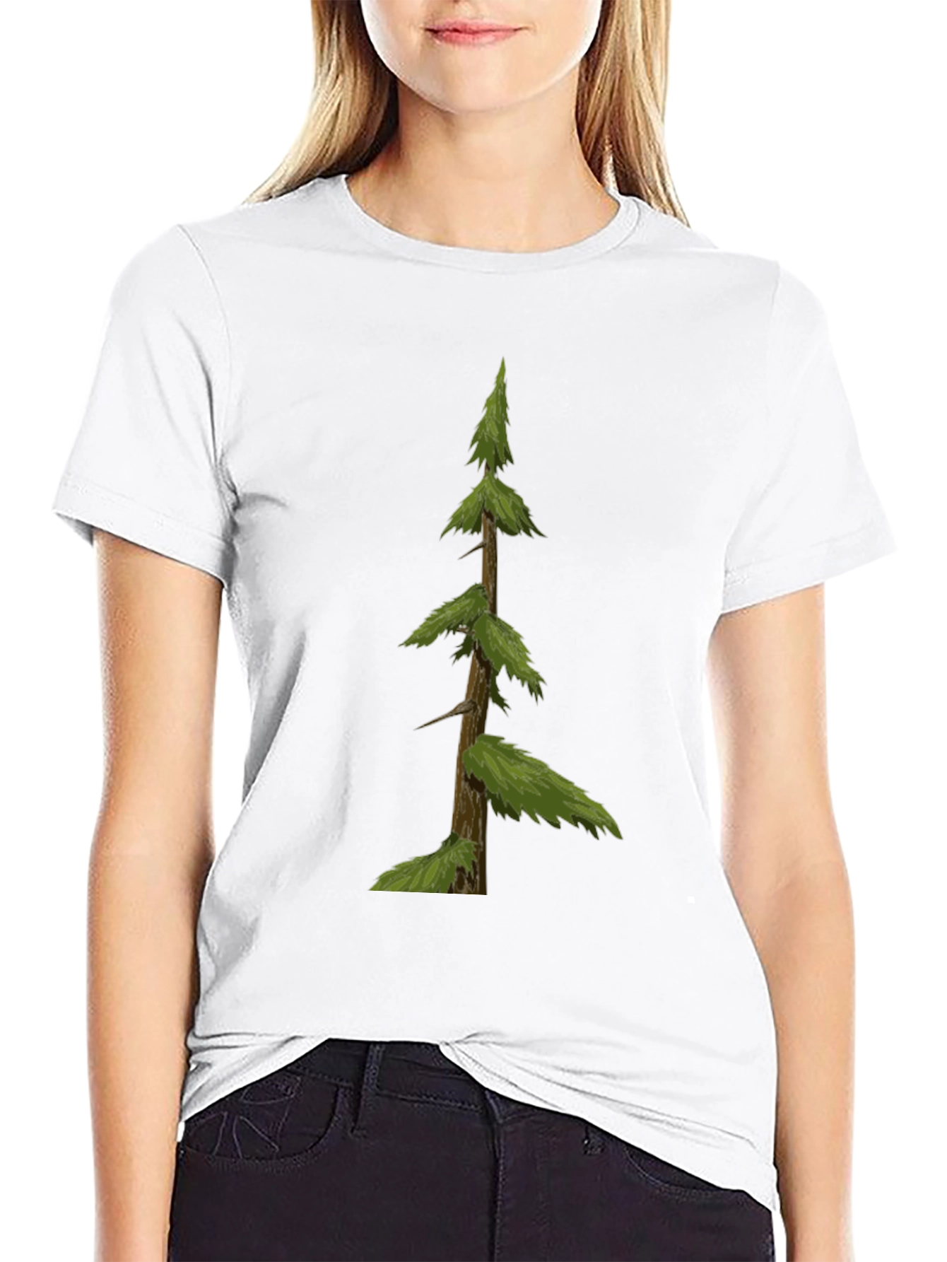 Evergreen Tree Graphic Tee - Nature Inspired Black Shirt