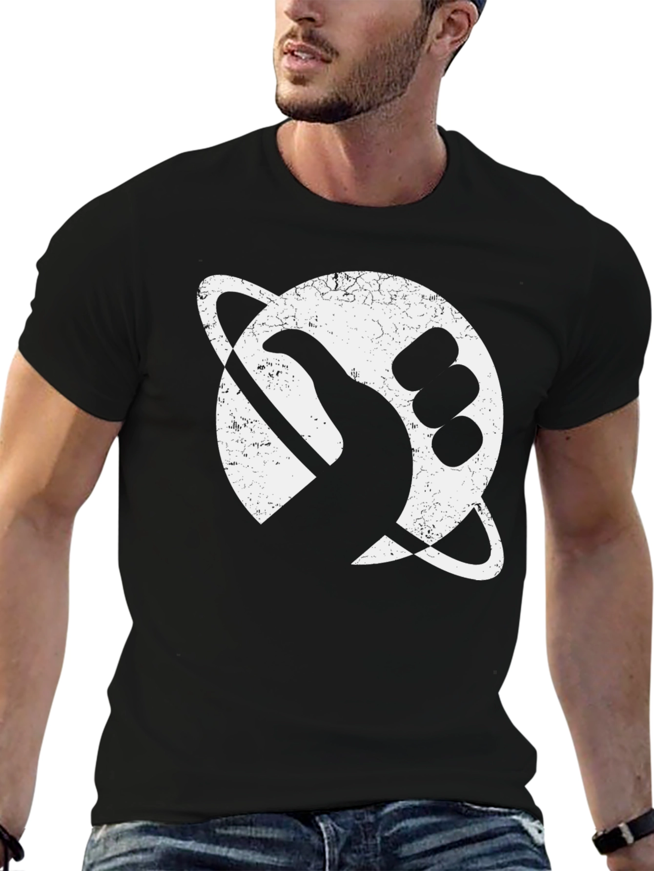 Retro Space Graphic T-Shirt - Black