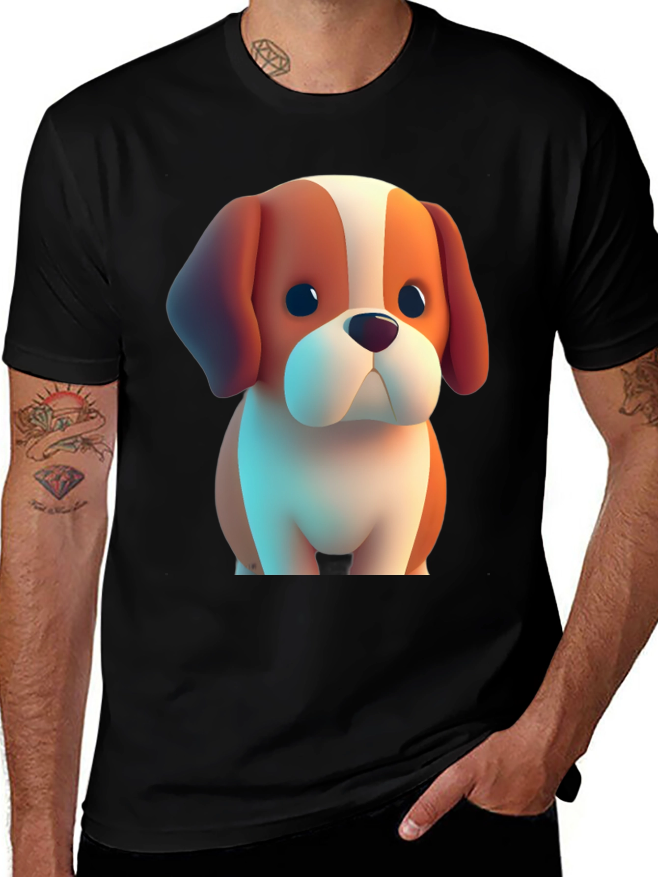 Cartoon Dog Graphic Tee - Soft & Stylish