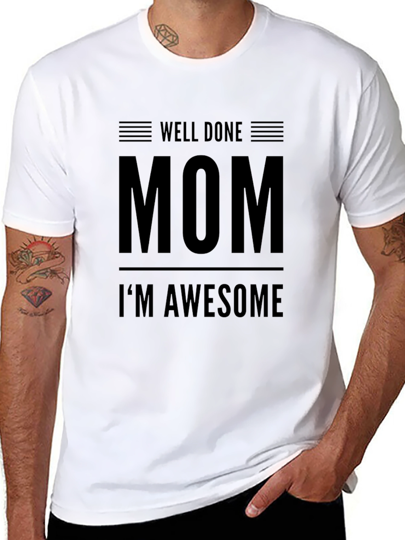 Well Done Mom Im Awesome Black Graphic Tee