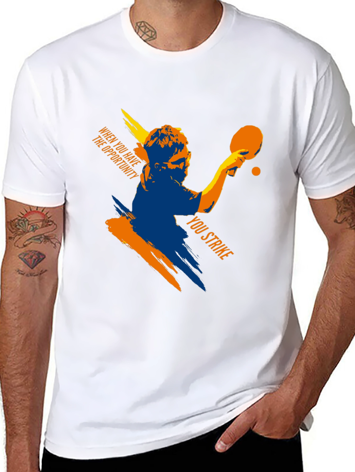 Table Tennis Strike Black Graphic Tee