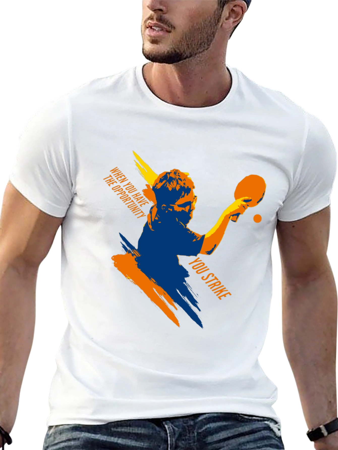 Table Tennis Strike Black Graphic Tee