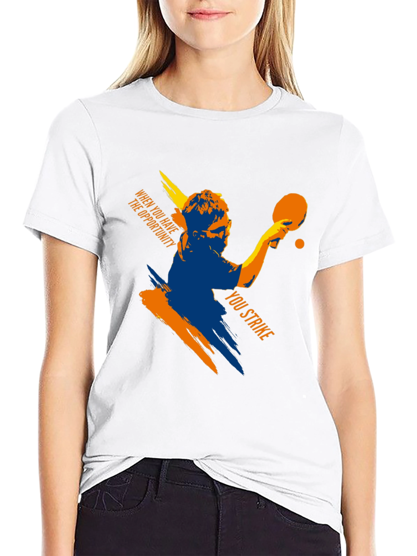 Table Tennis Strike Black Graphic Tee