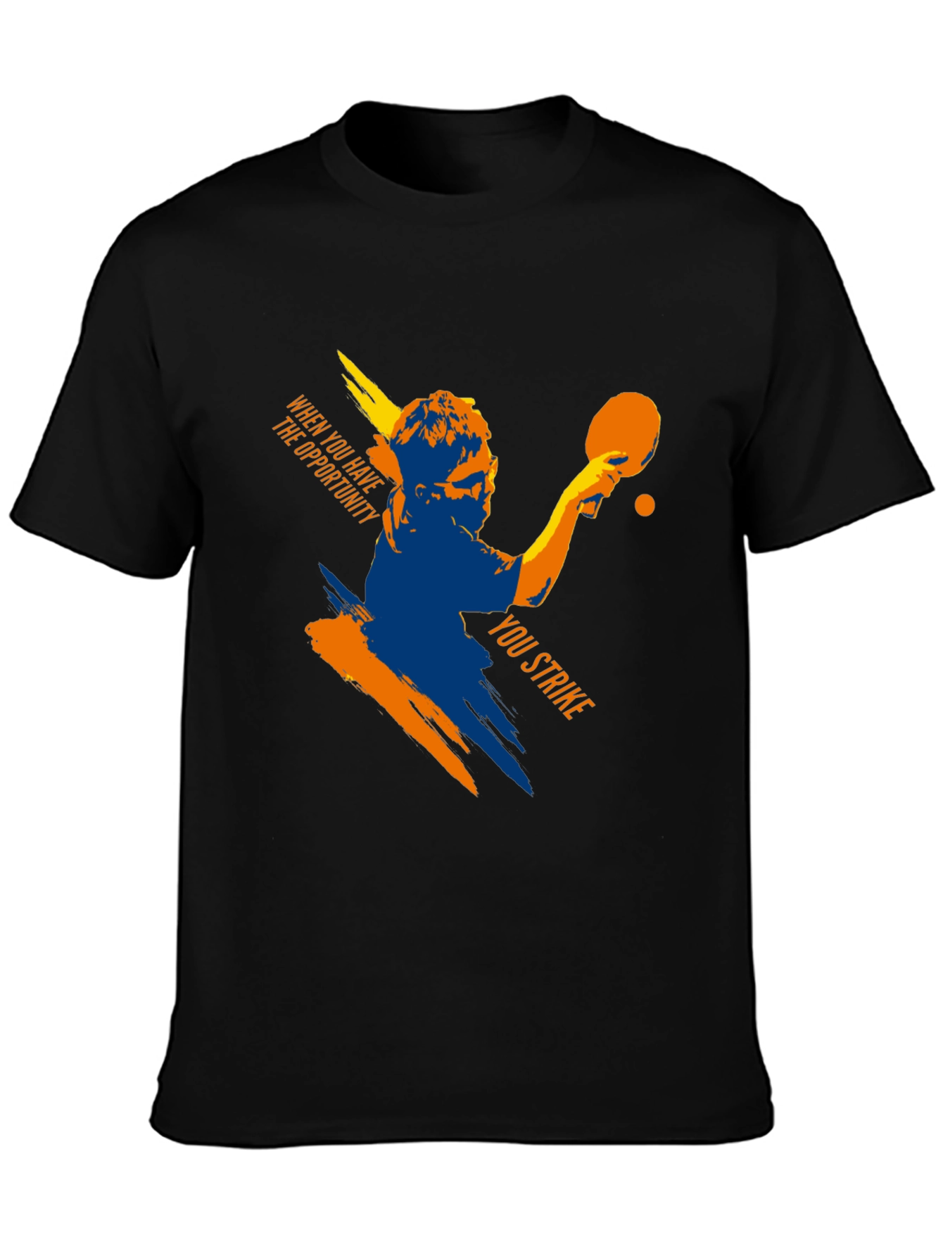 Table Tennis Strike Black Graphic Tee