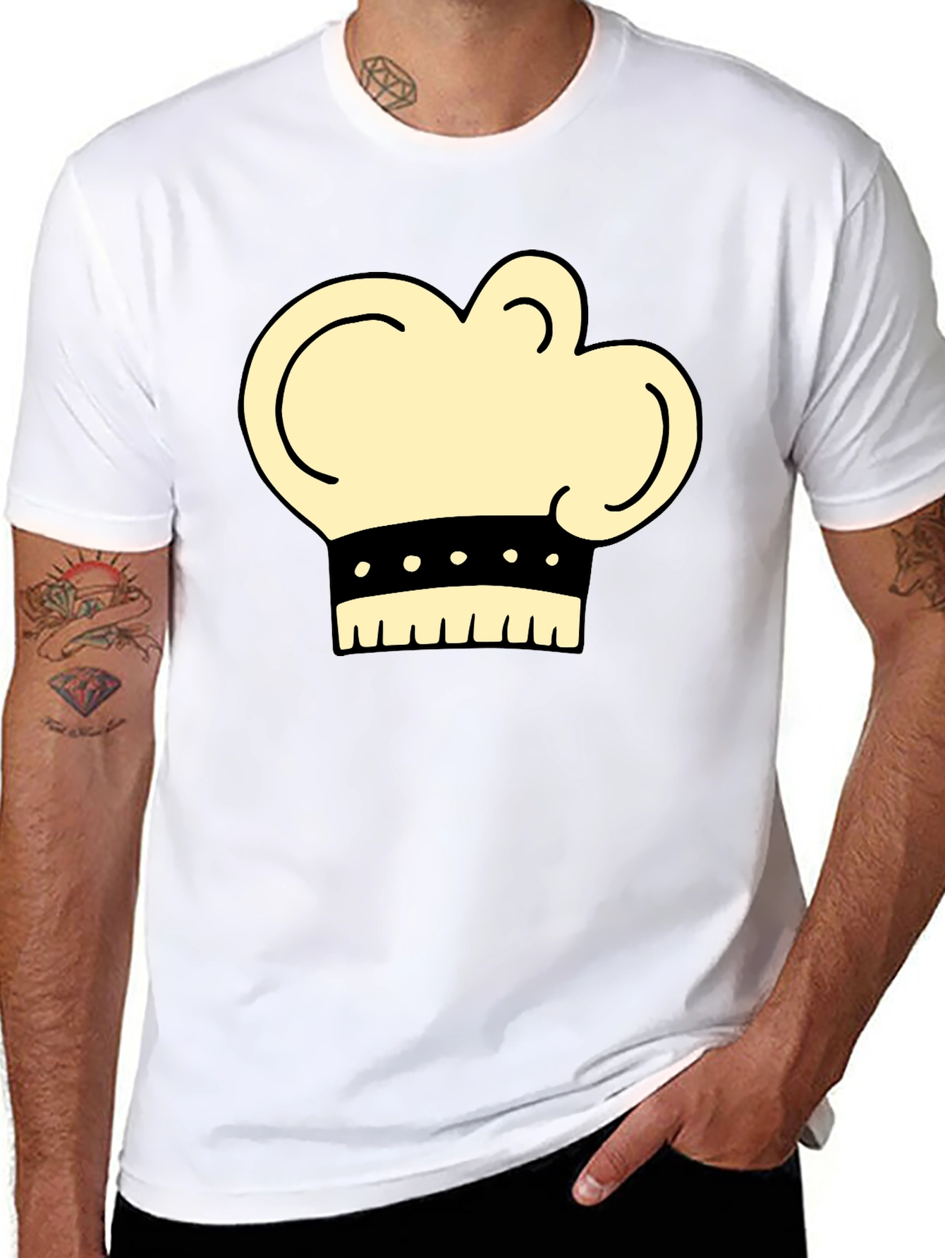 Chef Hat Graphic T-Shirt - Black Cotton Tee