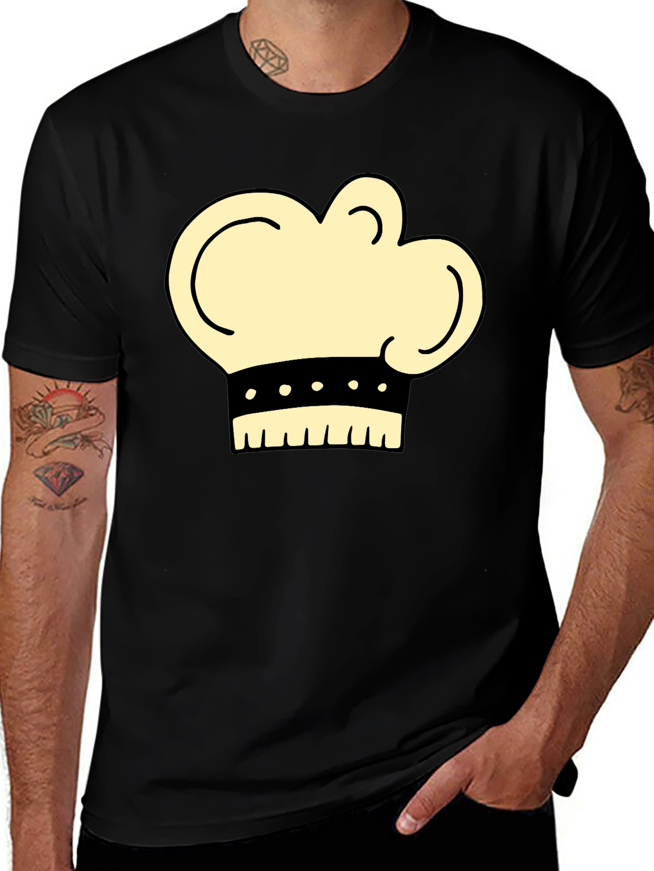 Chef Hat Graphic T-Shirt - Black Cotton Tee