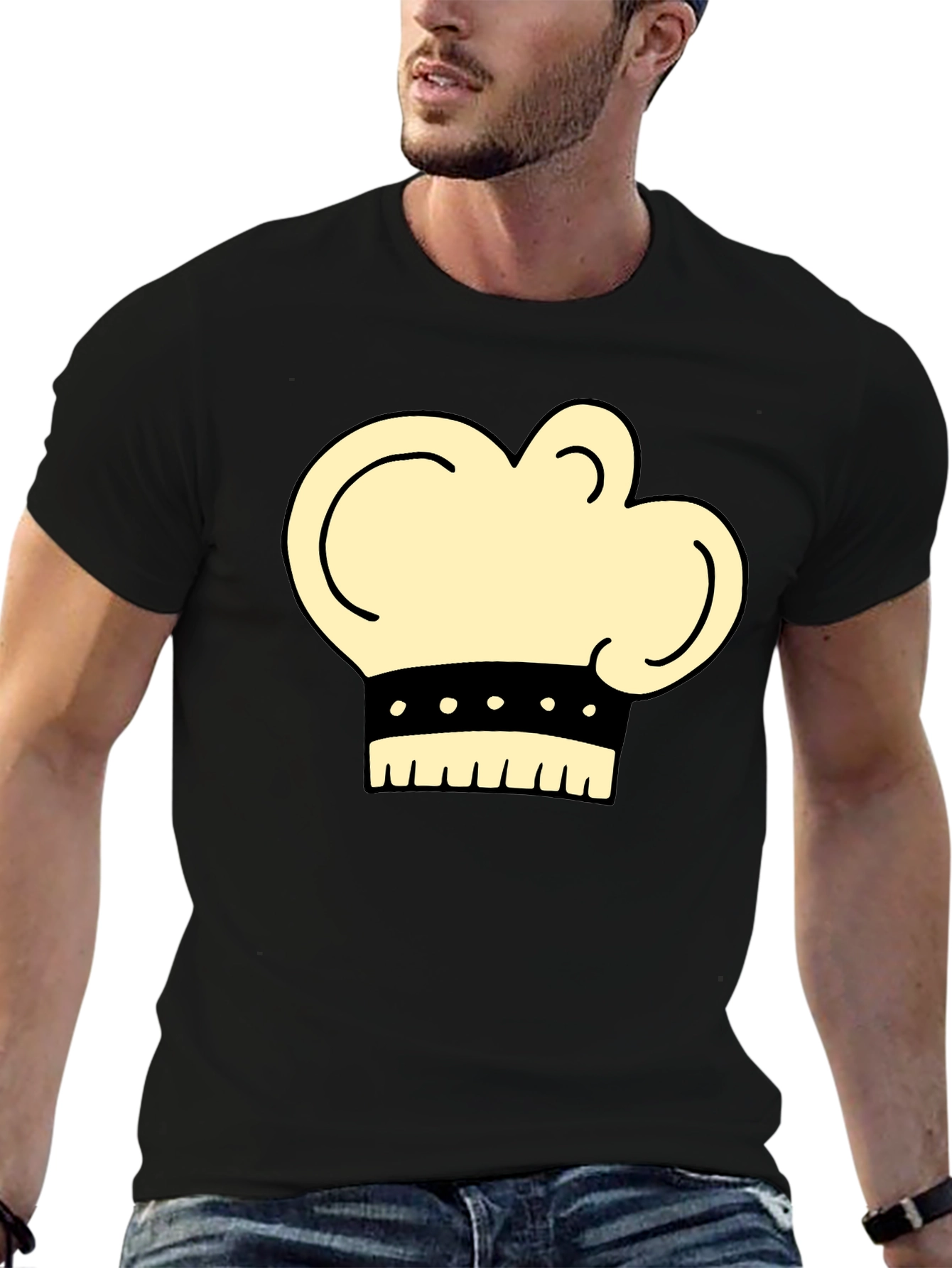 Chef Hat Graphic T-Shirt - Black Cotton Tee