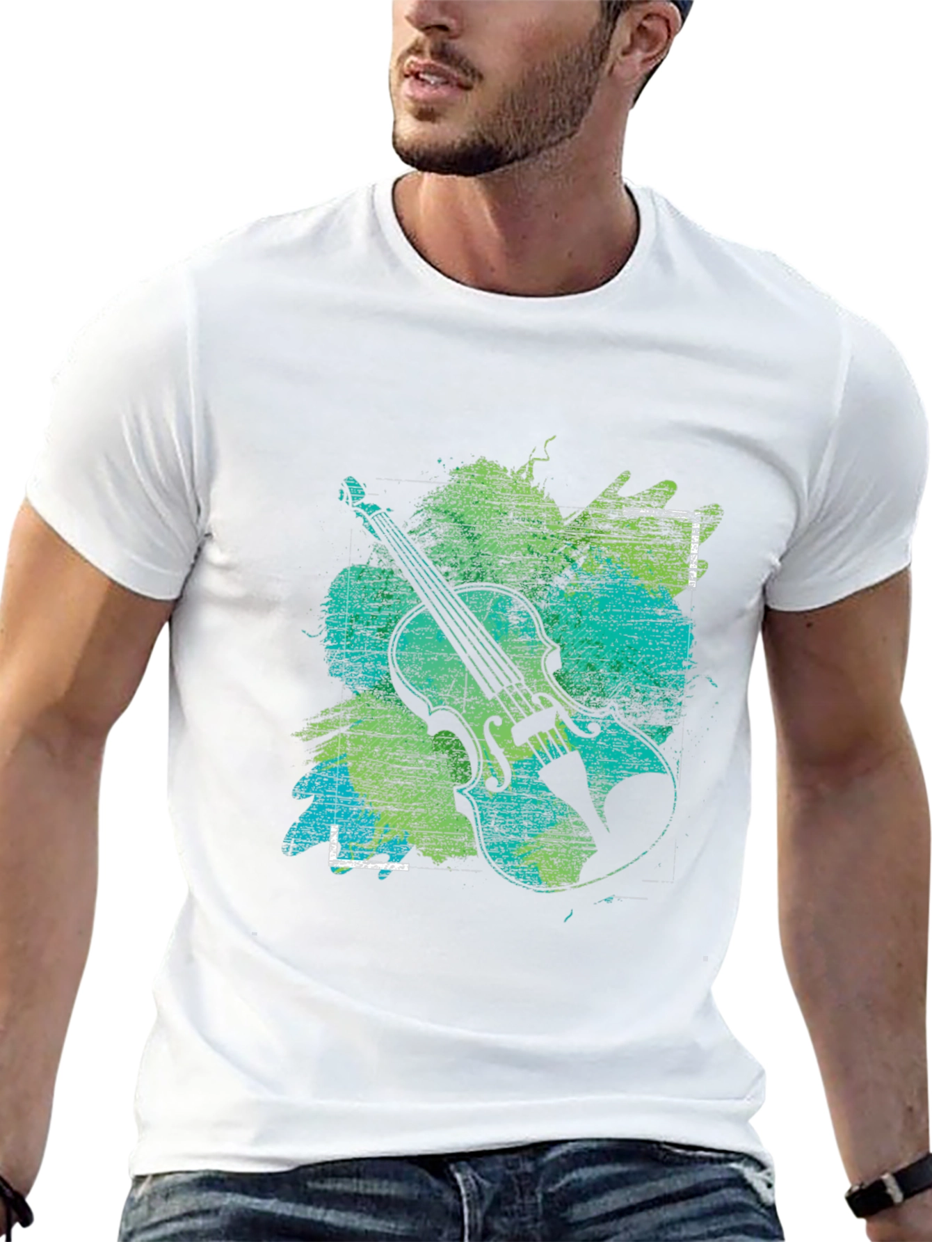 Abstract Violin Graphic Tee - Musical Style