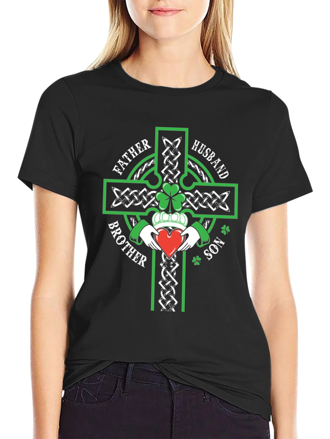 Celtic Knot Cross Claddagh Father Husband Son T-Shirt