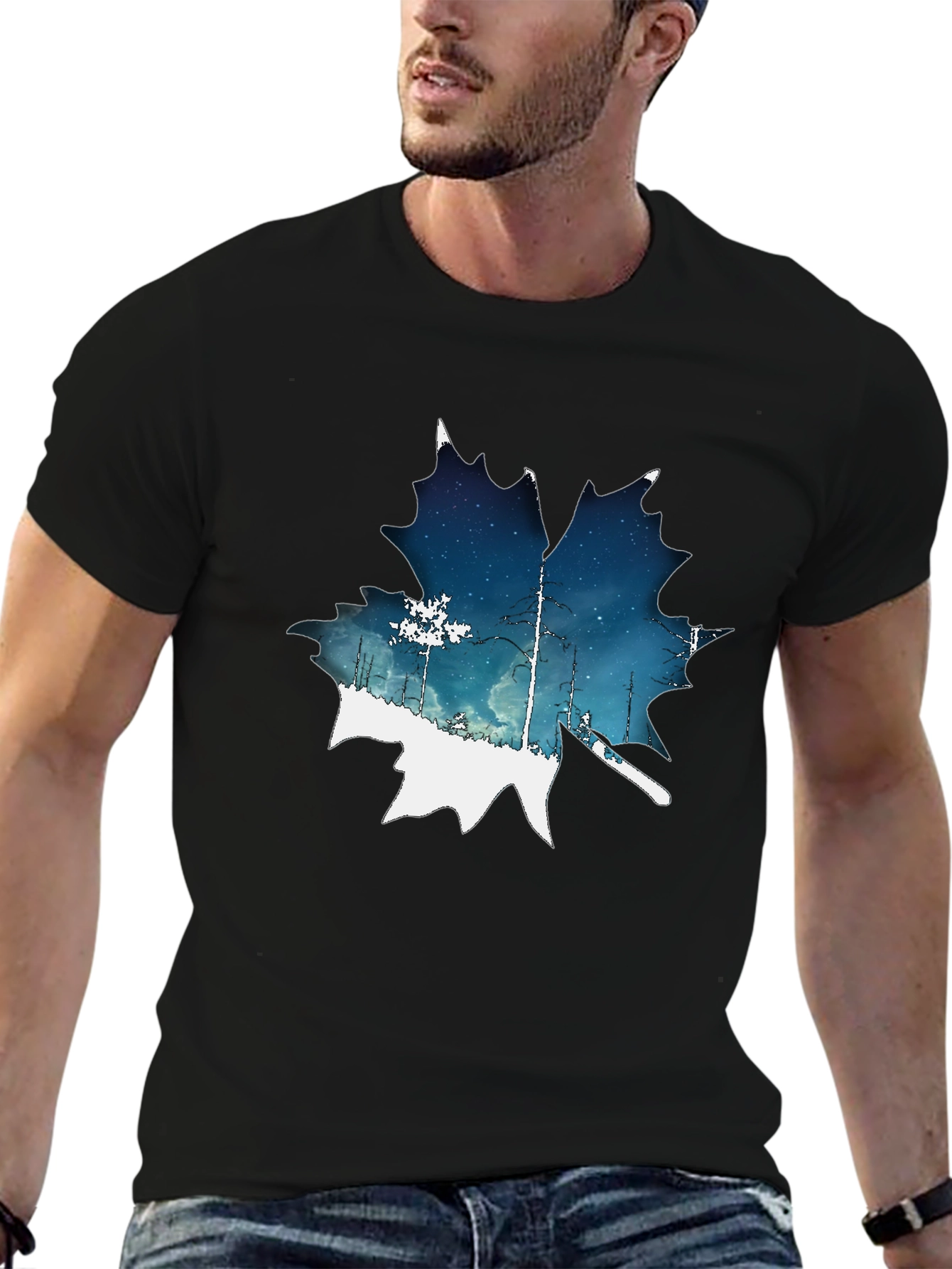 Nature Inspired Maple Leaf Graphic T-Shirt